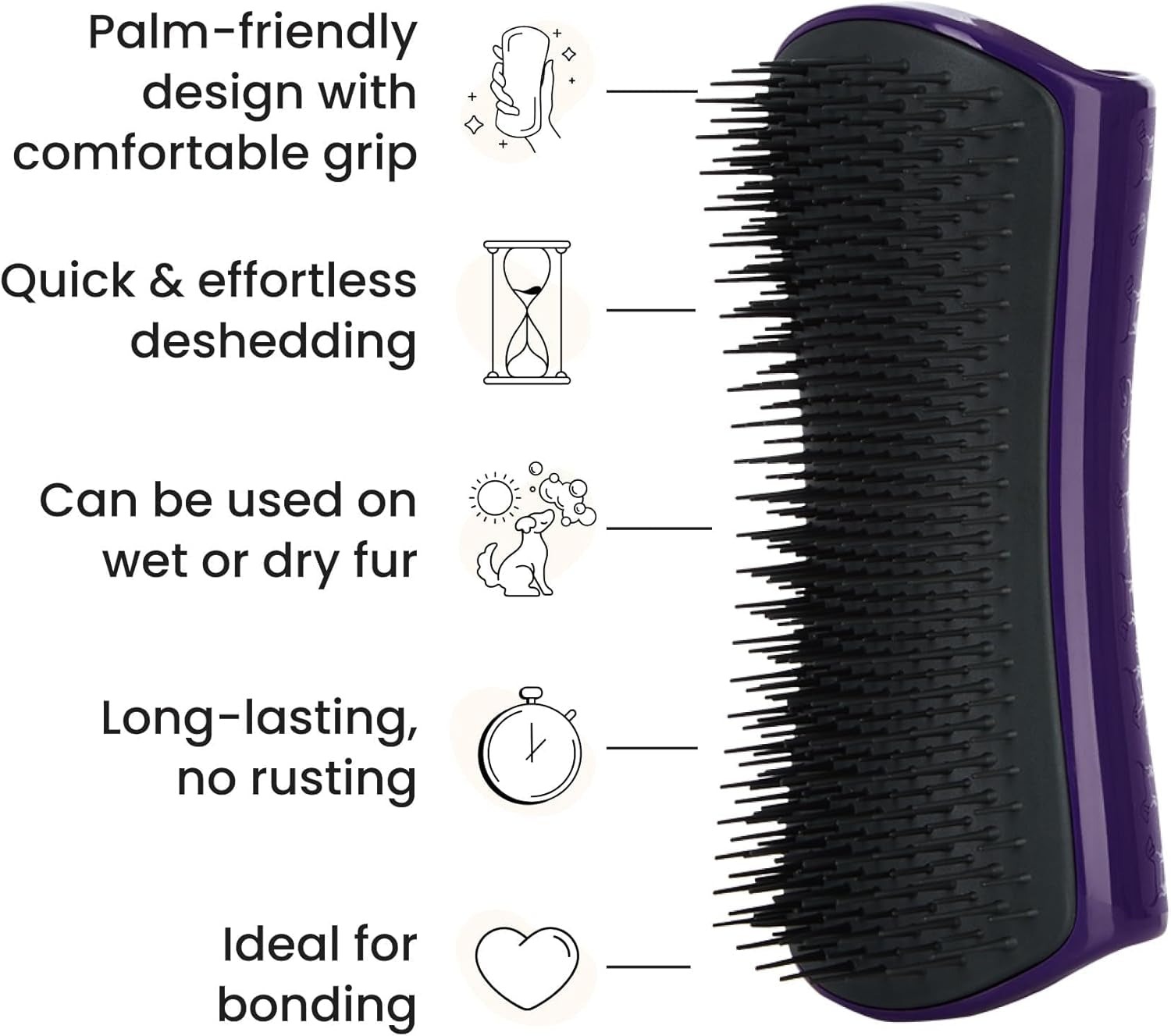 De-Shedding Dog Brush by Tangle Teezer, Dog Grooming Tool for Long Haired Breeds and Wet or Dry Fur, Large, Purple & Gray