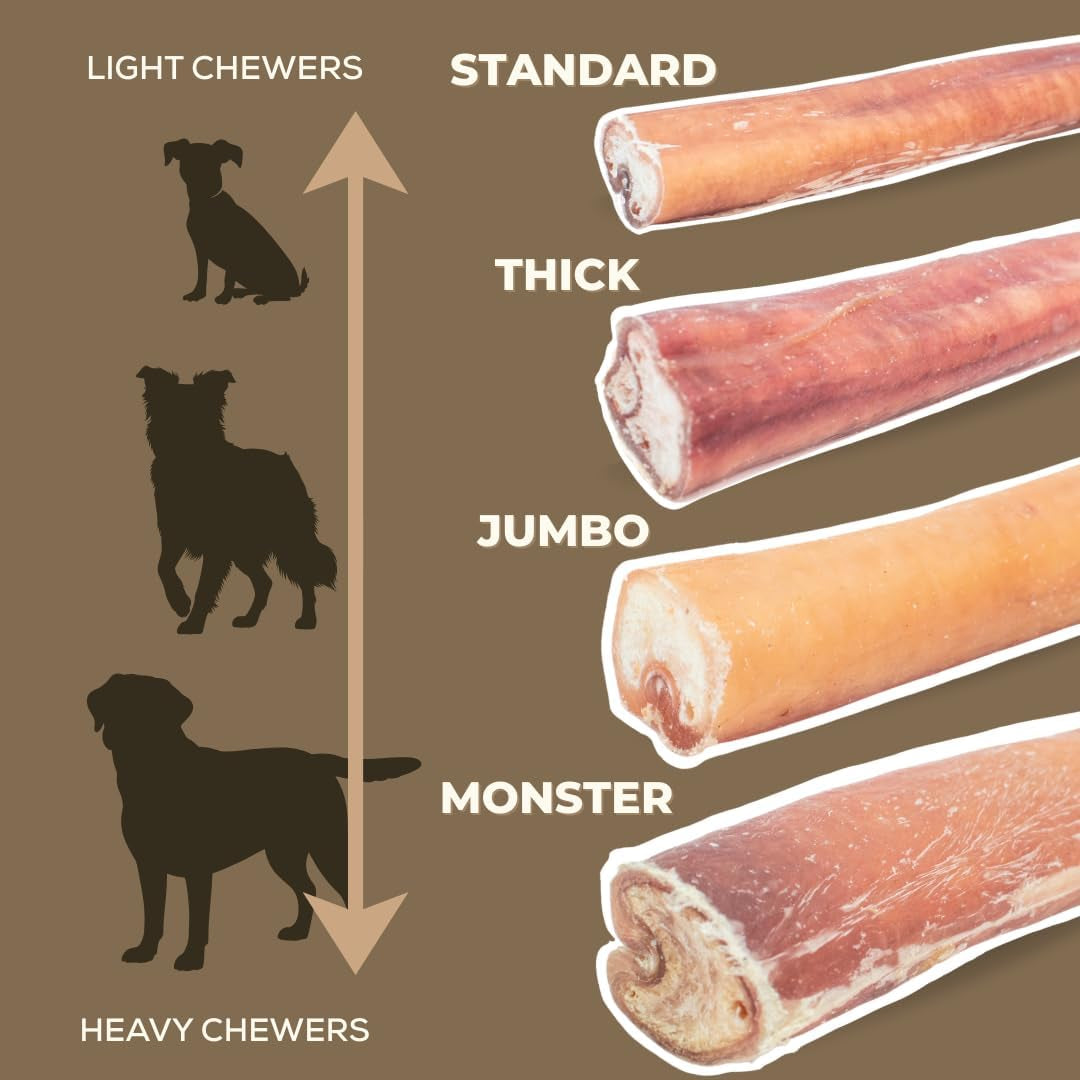 Premium (6" Standard - 5 Pack) Odour-Free, Consistently Sized Bully Sticks for Small & Medium Dogs & Puppies, Long-Lasting Oral Care Chews, All-Natural Single-Ingredient Beef, No Rawhide
