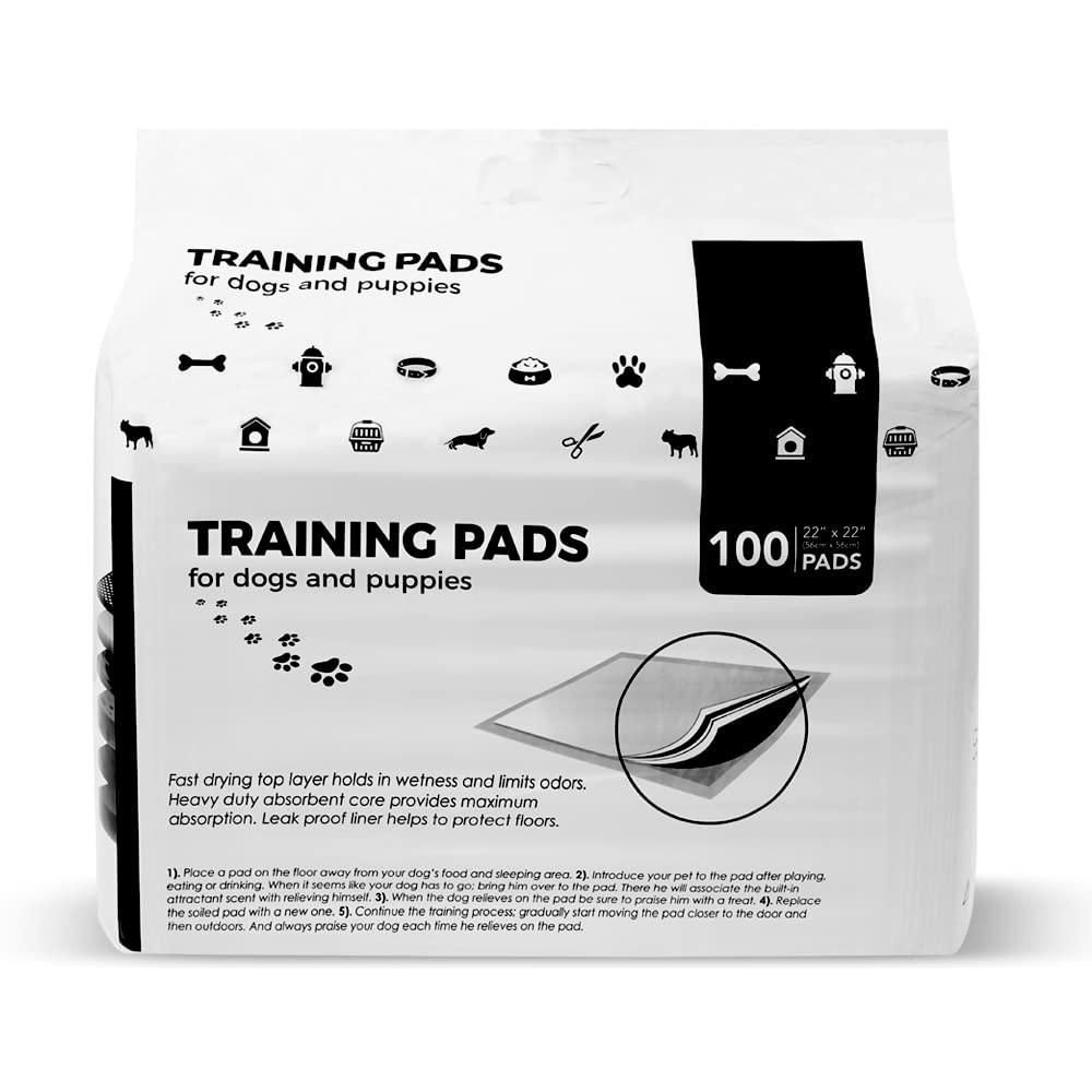 BV Charcoal Puppy Pads Leak-Proof 22"x 22" [100CT] | Pee Pads for Dogs Quick Absorb - Dog Pads 100 Pack- Potty Pads for Dogs- Puppy Pee Pads, Pet Training Pads Dog PIPI Pad Pour Chien