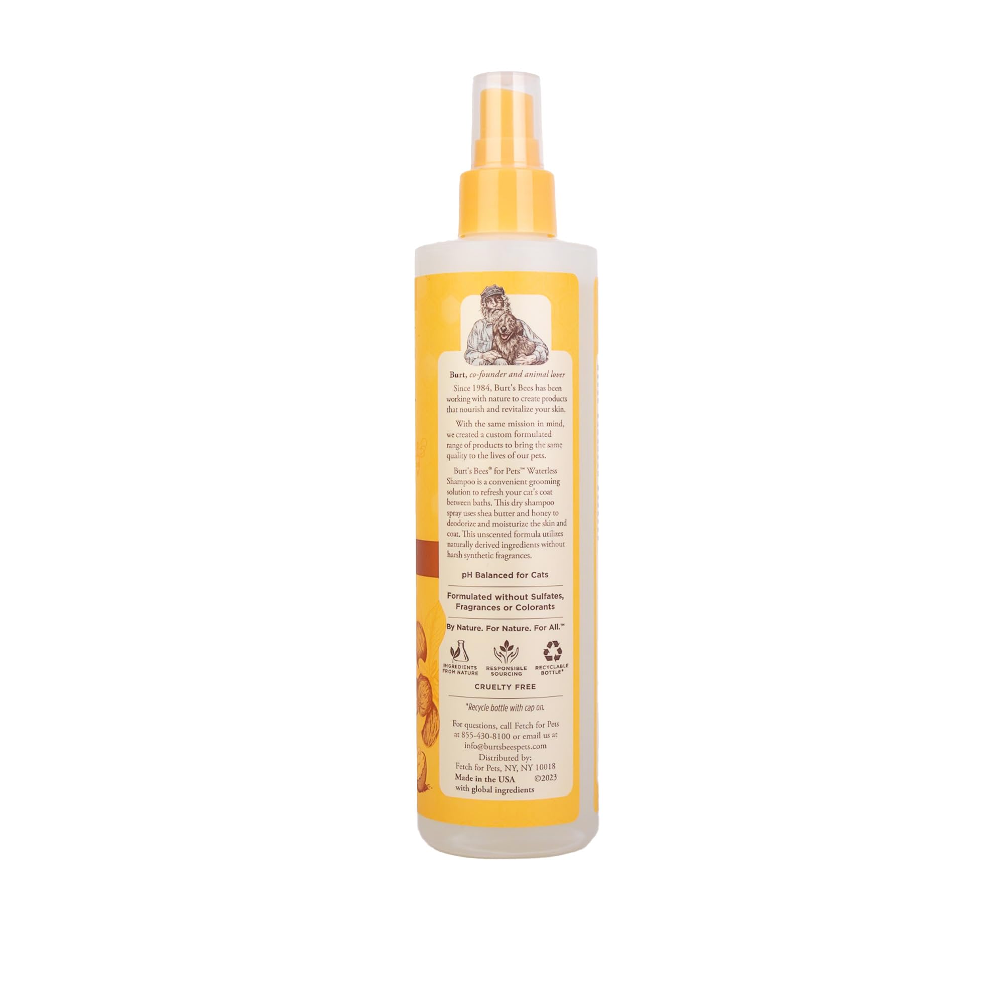 Burt's Bees for Cats Hypoallergenic Cat Shampoo with Shea Butter & Honey | Best Shampoo for Cats with Dry or Sensitive Skin | Cruelty Free, Sulfate & Paraben Free, pH Balanced for Cats - 10 Fl Oz