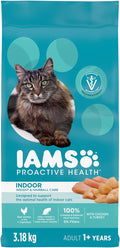 IAMS Proactive Health Indoor Weight & Hairball Care Adult Dry Cat Food – Chicken & Turkey – 3.18KG (7LB) Bag