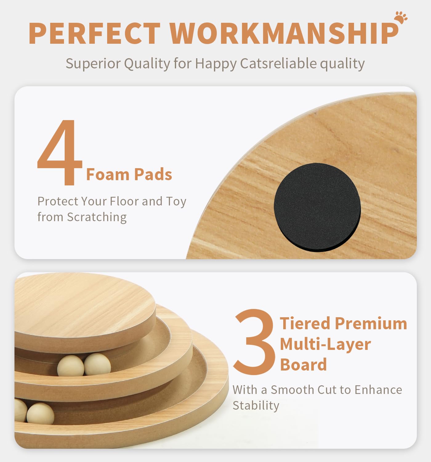 Made4Pets Cat Scratching Post with Cloud Bed Perch & Toys for Indoor Cats, Small Cat Tree Tower with Sisal Cat Scratcher & 2 Layer Track Balls, 6-in-1 with Self Groomer Brush & Plush Balls for Kittens