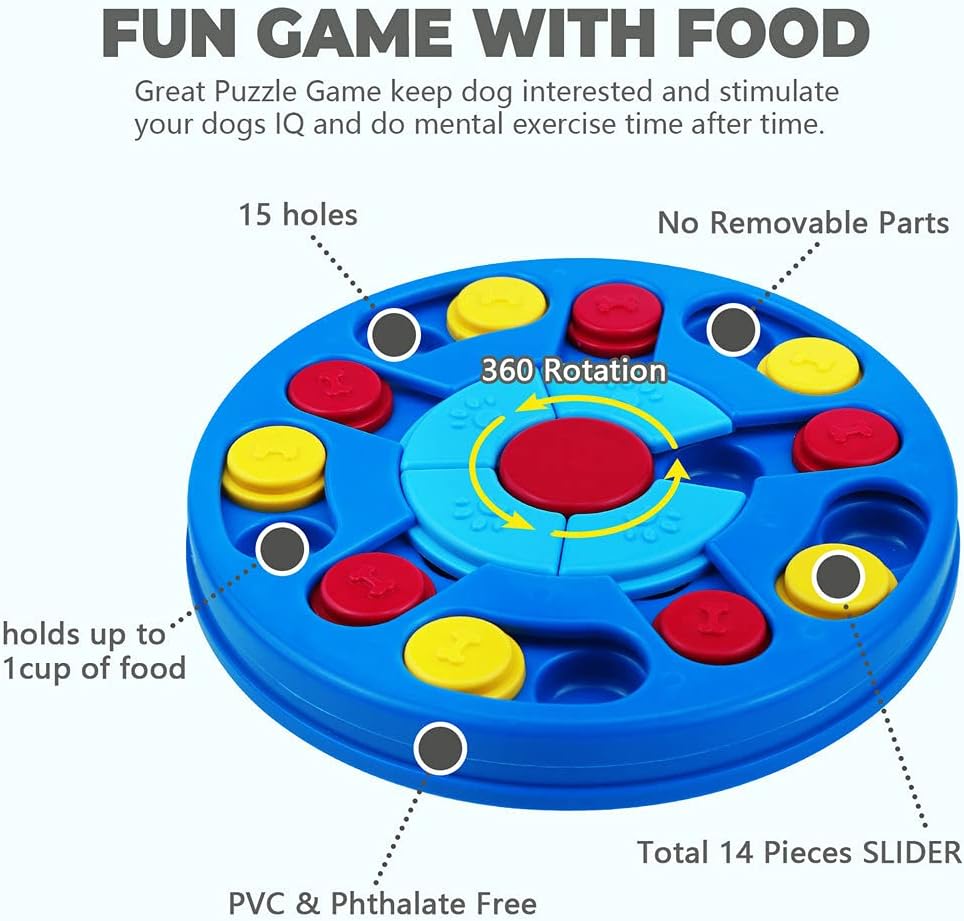 Dog Puzzle Toys Interactive Dog Toy for Puppy IQ Stimulation &Treat Training Dog Games Treat Dispenser for Smart Dogs, Puppy &Cats Fun Feeding (Level 1-3)…