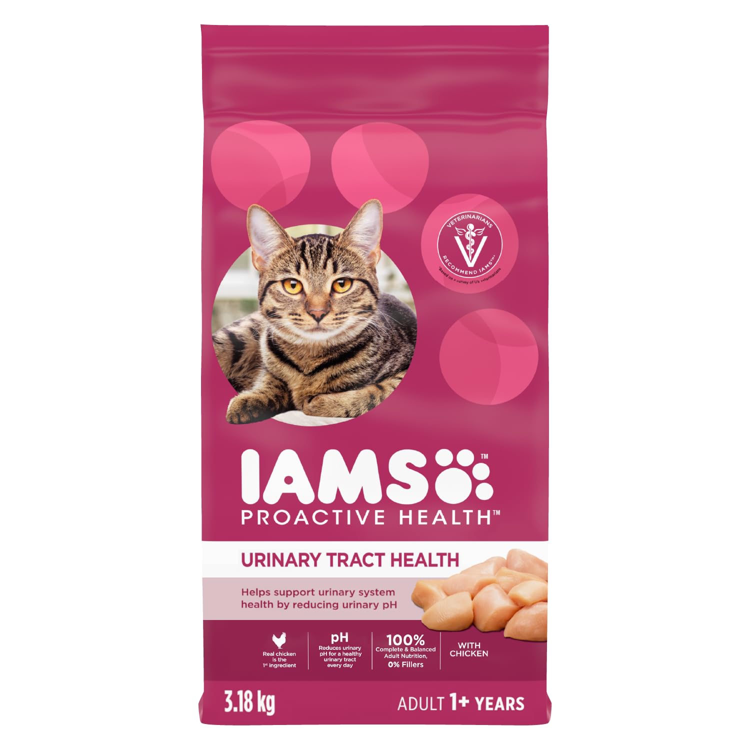 IAMS Proactive Health Urinary Tract Health Adult Dry Cat Food – with Chicken – 3.18KG (7LB) Bag