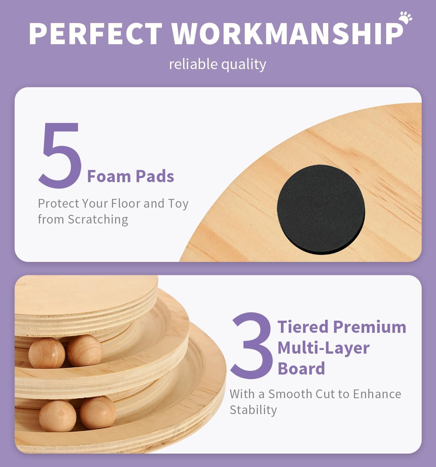 Made4Pets Cat Scratching Post with Cloud Bed Perch & Toys for Indoor Cats, Small Cat Tree Tower with Sisal Cat Scratcher & 2 Layer Track Balls, 6-in-1 with Self Groomer Brush & Plush Balls for Kittens