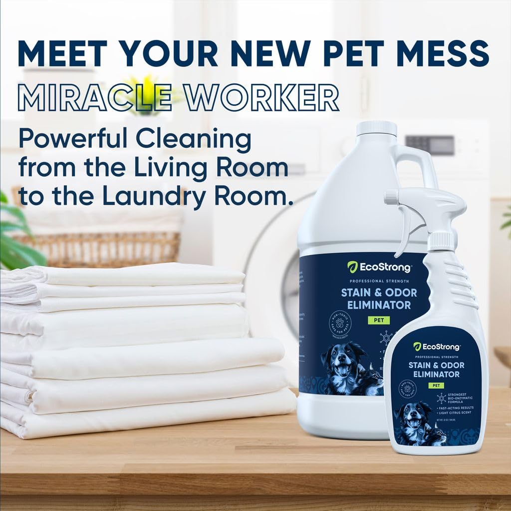 Eco Strong Pet Stain and Odor Remover - Cat Urine Enzyme Cleaner Destroyer, Urine Destroyer for Dogs, Pet Urine Enzyme Cleaner - 32 OZ