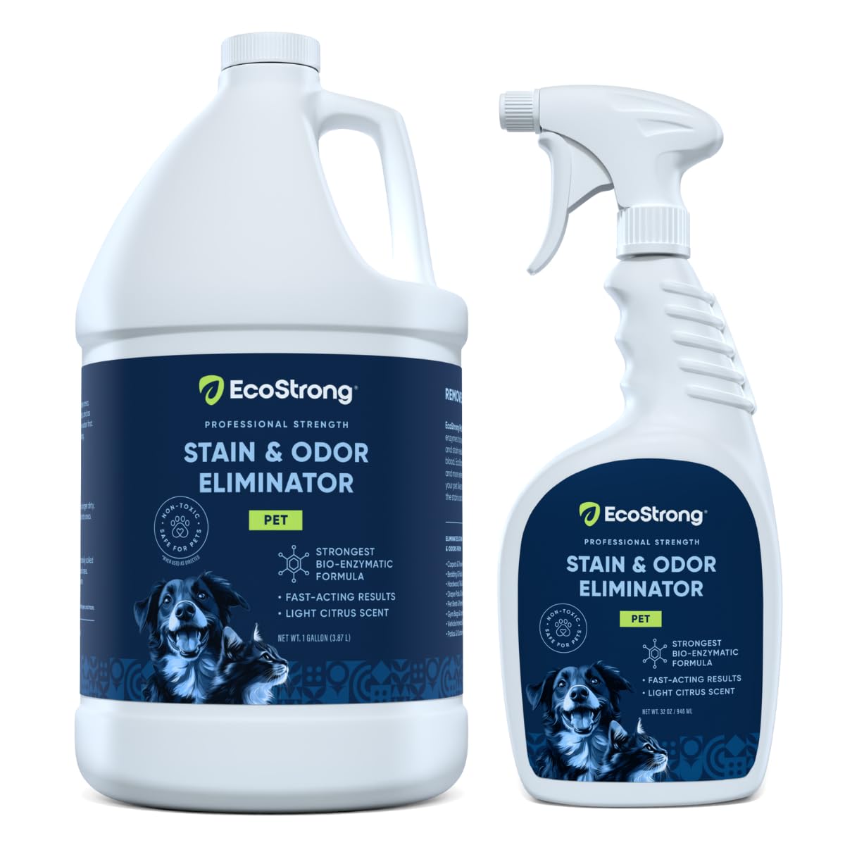 Eco Strong Pet Stain and Odor Remover - Cat Urine Enzyme Cleaner Destroyer, Urine Destroyer for Dogs, Pet Urine Enzyme Cleaner - 32 OZ
