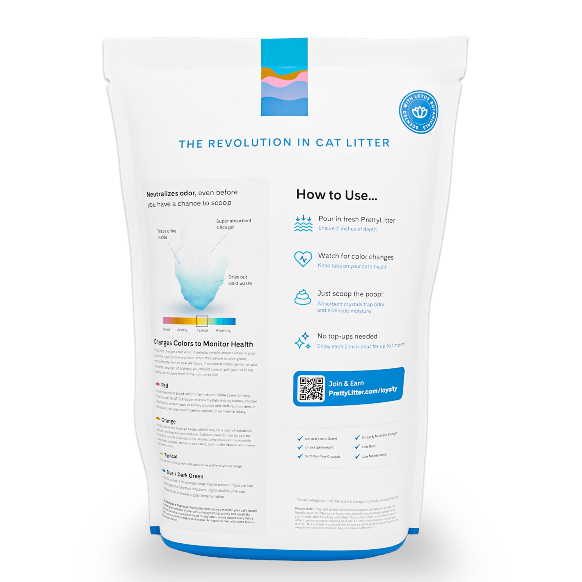 PrettyLitter Health Monitoring Cat Litter (Unscented, Non Clumping) | Lightweight & Low Tracking, Colour Changing Silica Gel Crystals, Advanced Odour Control — 6 Lbs, 1-Pack (Up to 1 Month Supply)