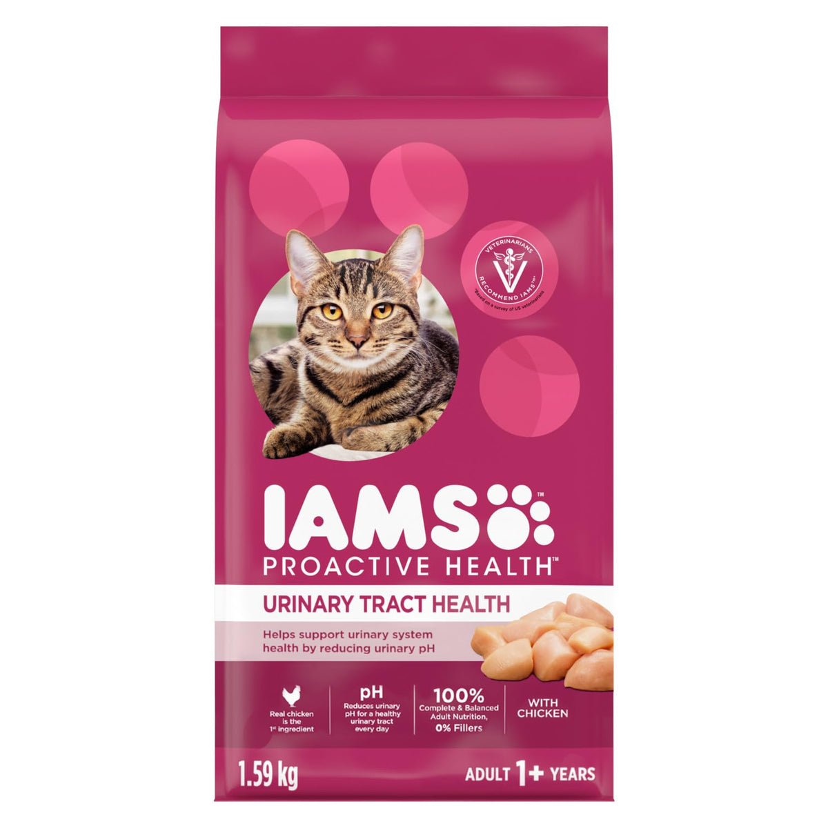 IAMS Proactive Health Urinary Tract Health Adult Dry Cat Food – with Chicken – 3.18KG (7LB) Bag