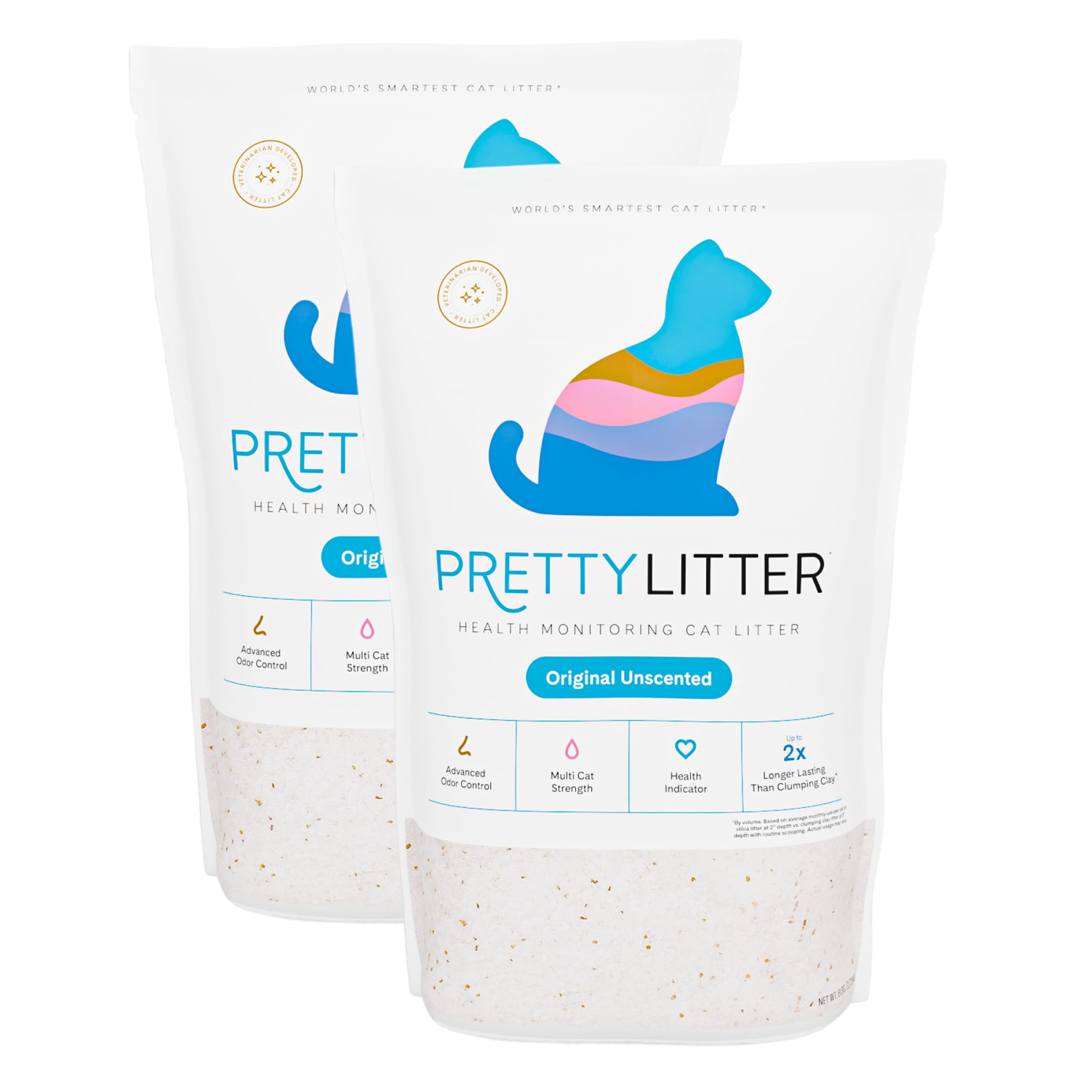 PrettyLitter Health Monitoring Cat Litter (Unscented, Non Clumping) | Lightweight & Low Tracking, Colour Changing Silica Gel Crystals, Advanced Odour Control — 6 Lbs, 1-Pack (Up to 1 Month Supply)