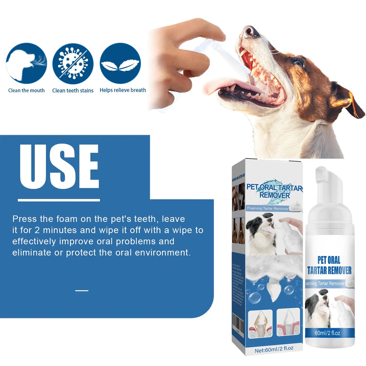 Truerelief PET Dog Oral Care Spray, Vet-Recommended Breath Freshener & Plaque Softener, No-Brushing Solution for Tartar Reduction, Gum Redness & Infection Relief, Cleaner Teeth, Plaque Softer