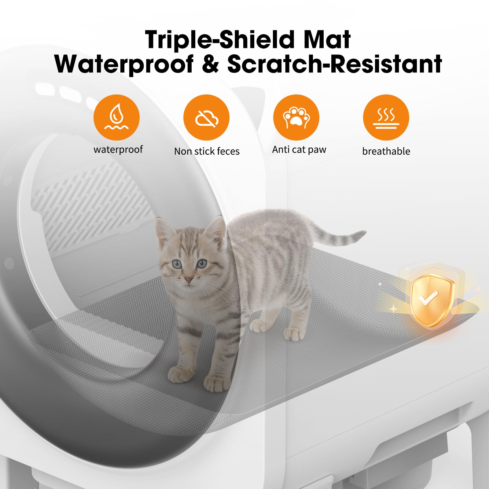 Automatic Cat Litter Box, Self Cleaning Litter Box for Multiple Cats, 90L Automatic Litter Box with APP Control, Multiple Safety Sensor, Smart Health Monitor,1 Trash Bags