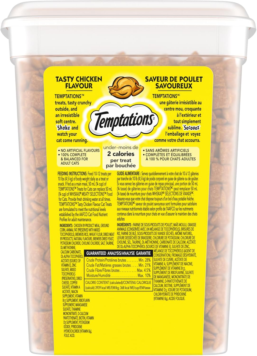 TEMPTATIONS Cat Treats, Tasty Chicken Flavour, 454g Tub
