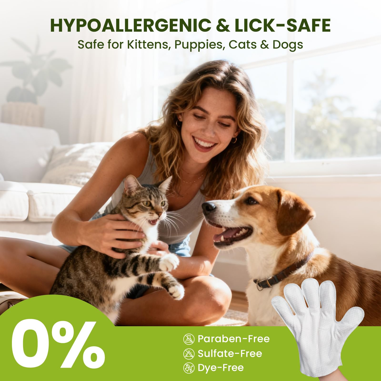 36PCS Hypoallergenic Pet Glove Wipes for Dogs & Cats - Quick Clean & Deodorizing Between Baths & Travel | Dog Washing Wipes for Fur, Butt, Paws, Eyes & Ears |Cat Cleaning Gloves for Grooming & Bathing