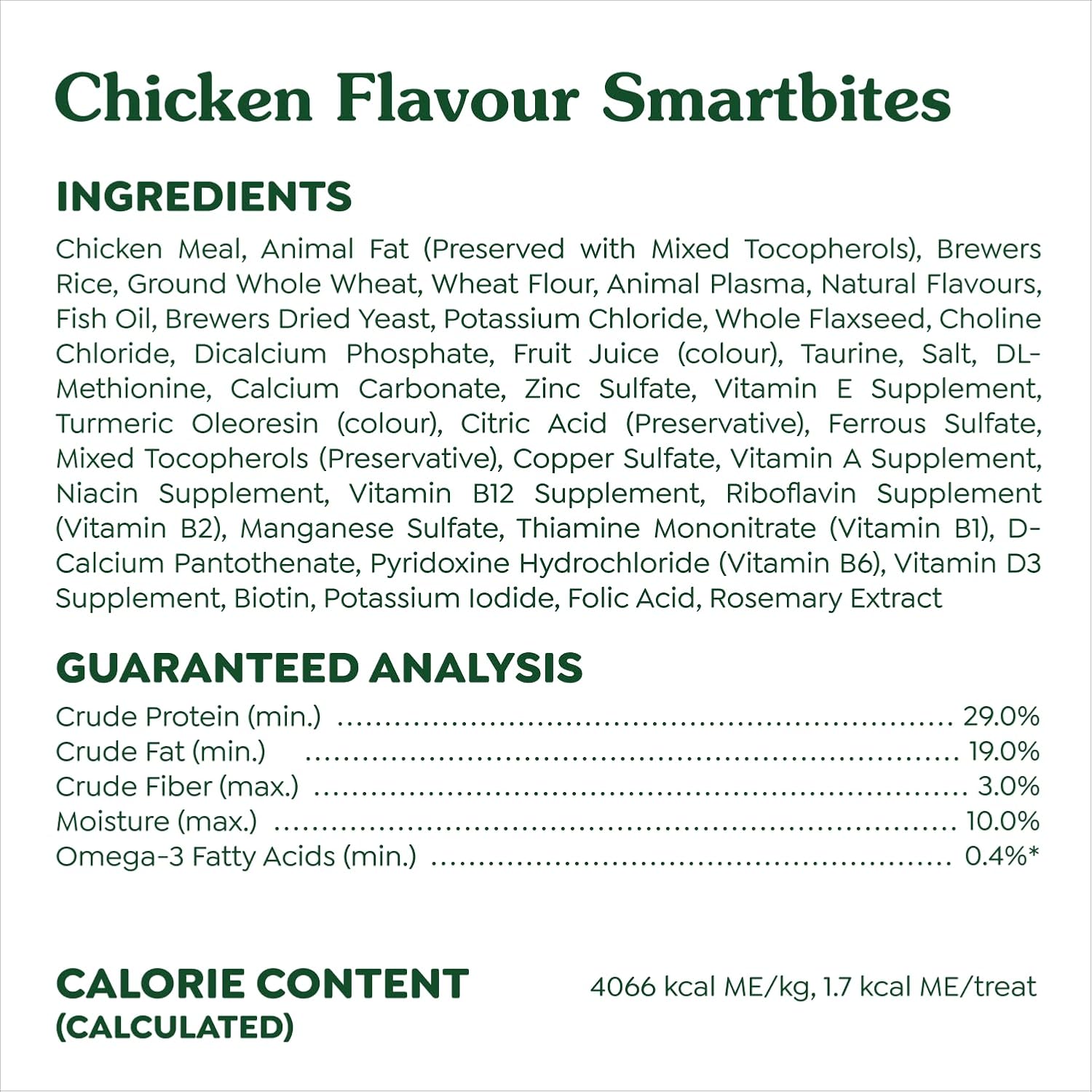 GREENIES Feline SMARTBITES Cat Treats Natural Dental Care, Chicken Flavour, 2.1oz Pouch