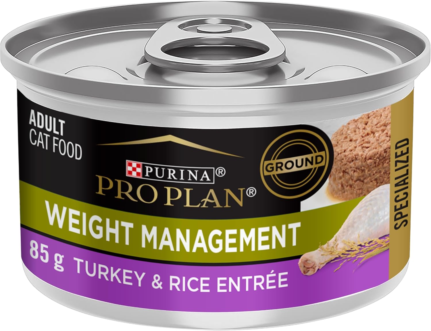 Purina Pro Plan Wet Cat Food, Focus, Adult Weight Management Turkey and Rice Entre, 3-Ounce Can, Pack of 24