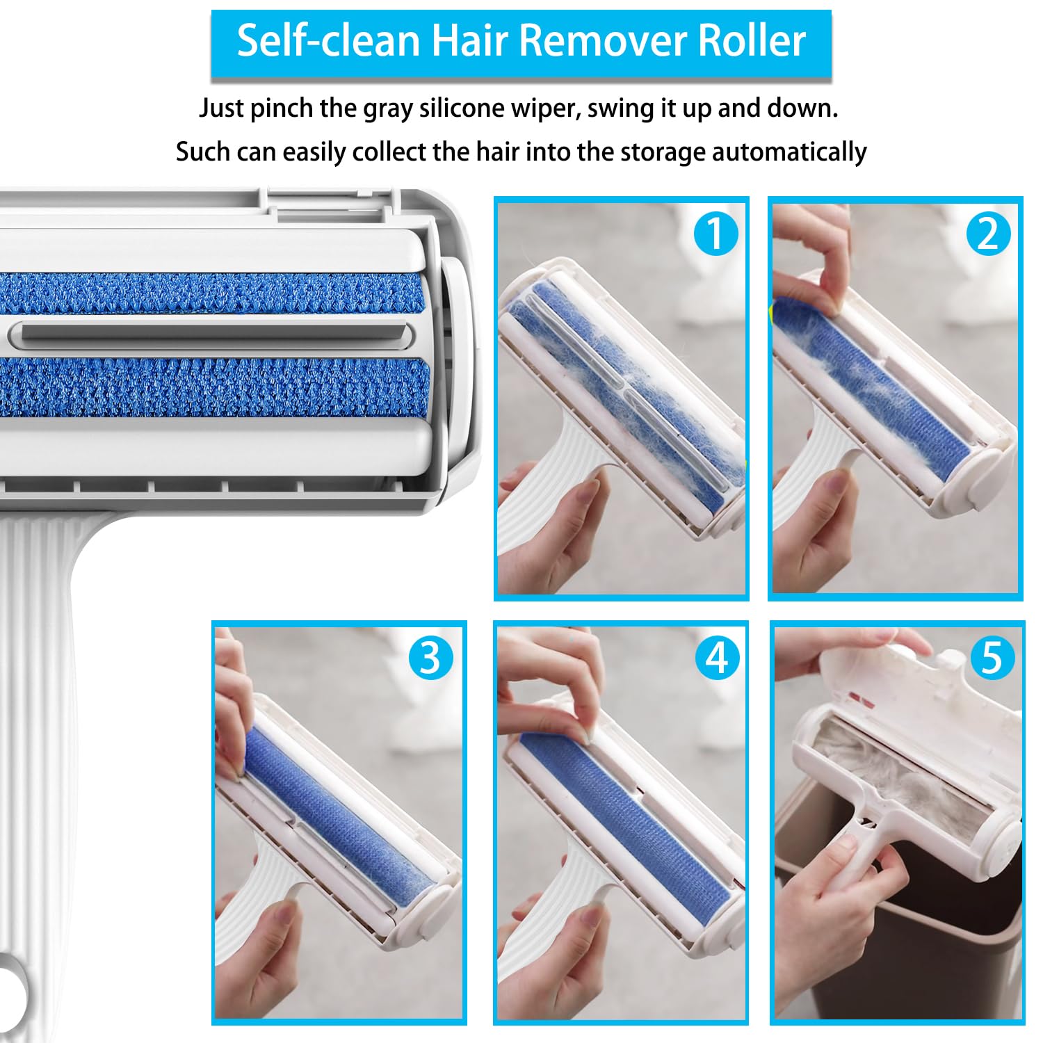 Pet Hair Remover Roller, ACE2ACE Reusable Animal Hair Removal Brush for Dogs and Cats, Self Clean Pet Fur from Carpet, Furniture, Rugs, Laundry, Clothes and Bedding, Sofa
