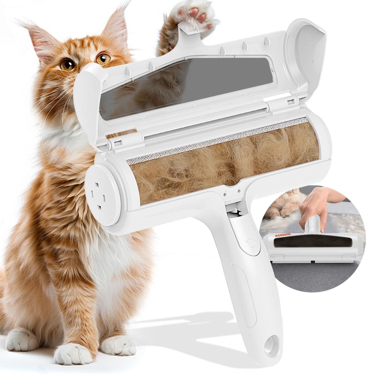 Pet Hair Remover Roller, ACE2ACE Reusable Animal Hair Removal Brush for Dogs and Cats, Self Clean Pet Fur from Carpet, Furniture, Rugs, Laundry, Clothes and Bedding, Sofa