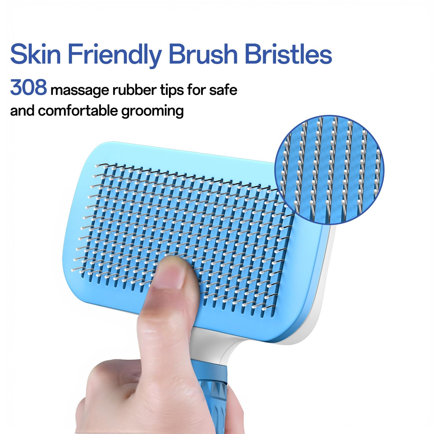ACE2ACE Dog Brush, Cat Brush for Shedding Long and Short Haired, Self-Cleaning Dog Slicker Brush, Removes Loose Fur for Puppy, Cockapoo, Labrador, Golden Retriever, Pomeranian, Poodle, Rabbits, Blue