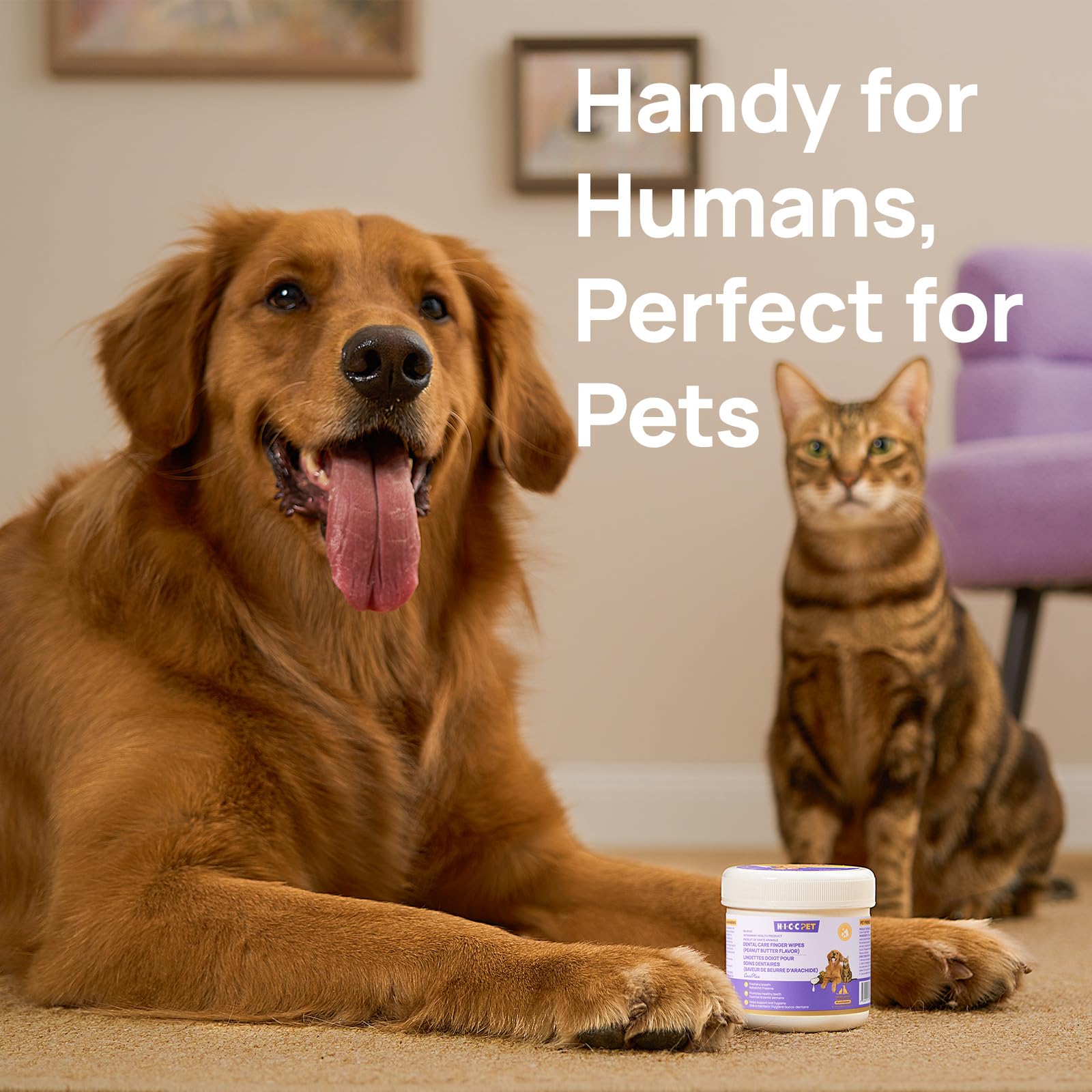 HICC Pet Teeth Cleaning Finger Wipes for Dogs & Cats, Vet-Recommended Remove Bad Breath, Plaque, Tartar Buildup, Fresh Breath Dog Tooth Brushing Kit, Dog Finger Toothbrush & Toothpaste Alternatives