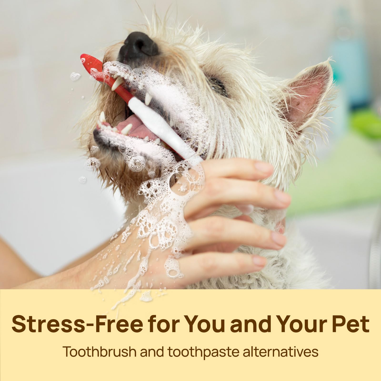 HICC Pet Teeth Cleaning Finger Wipes for Dogs & Cats, Vet-Recommended Remove Bad Breath, Plaque, Tartar Buildup, Fresh Breath Dog Tooth Brushing Kit, Dog Finger Toothbrush & Toothpaste Alternatives