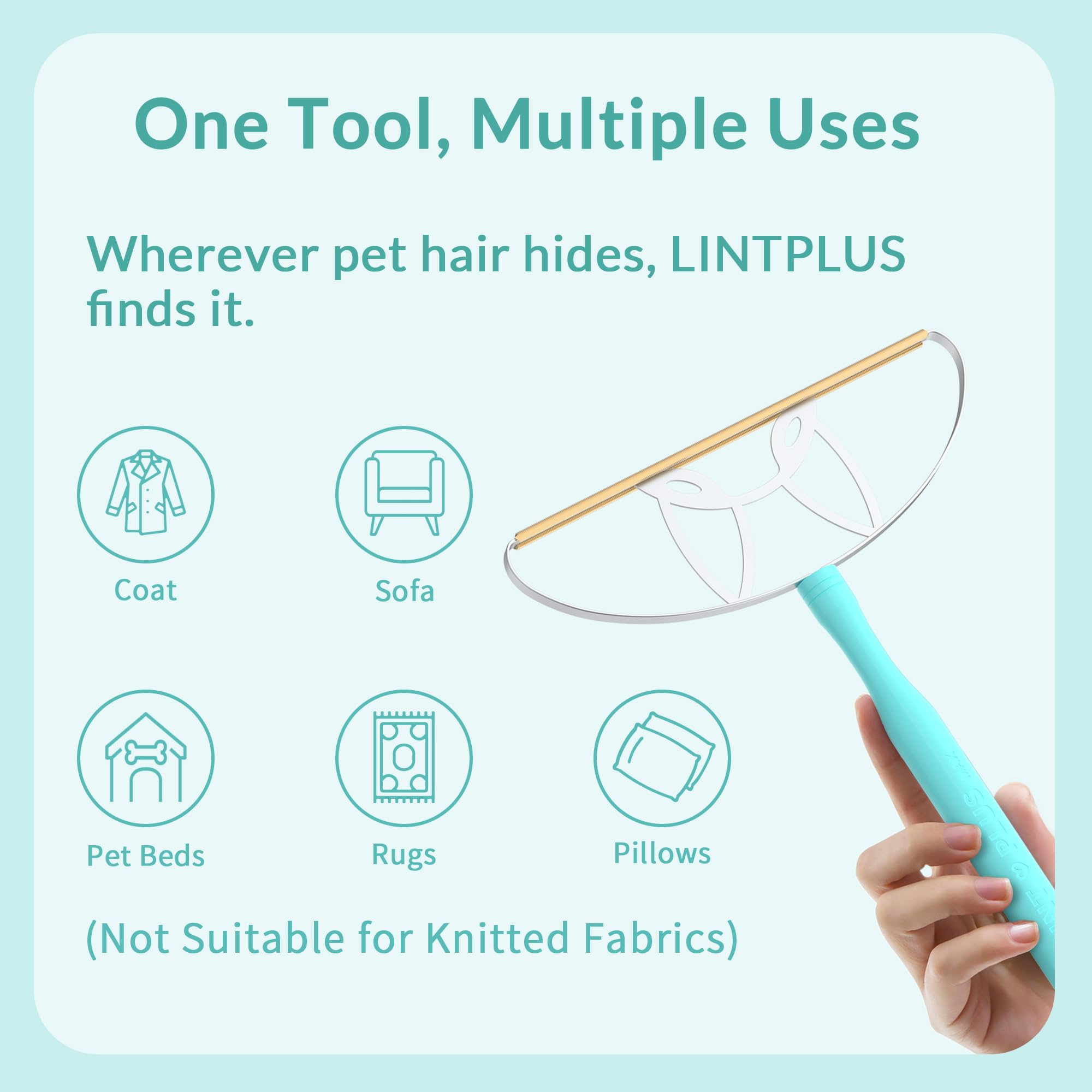 LINTPLUS Deep Cleaner Pro Pet Hair Remover - Special Cat & Dog Hair Remover for Multi Fabric, Edge, Carpet, Rake, Scraper - Easy to Use, Every Hair!