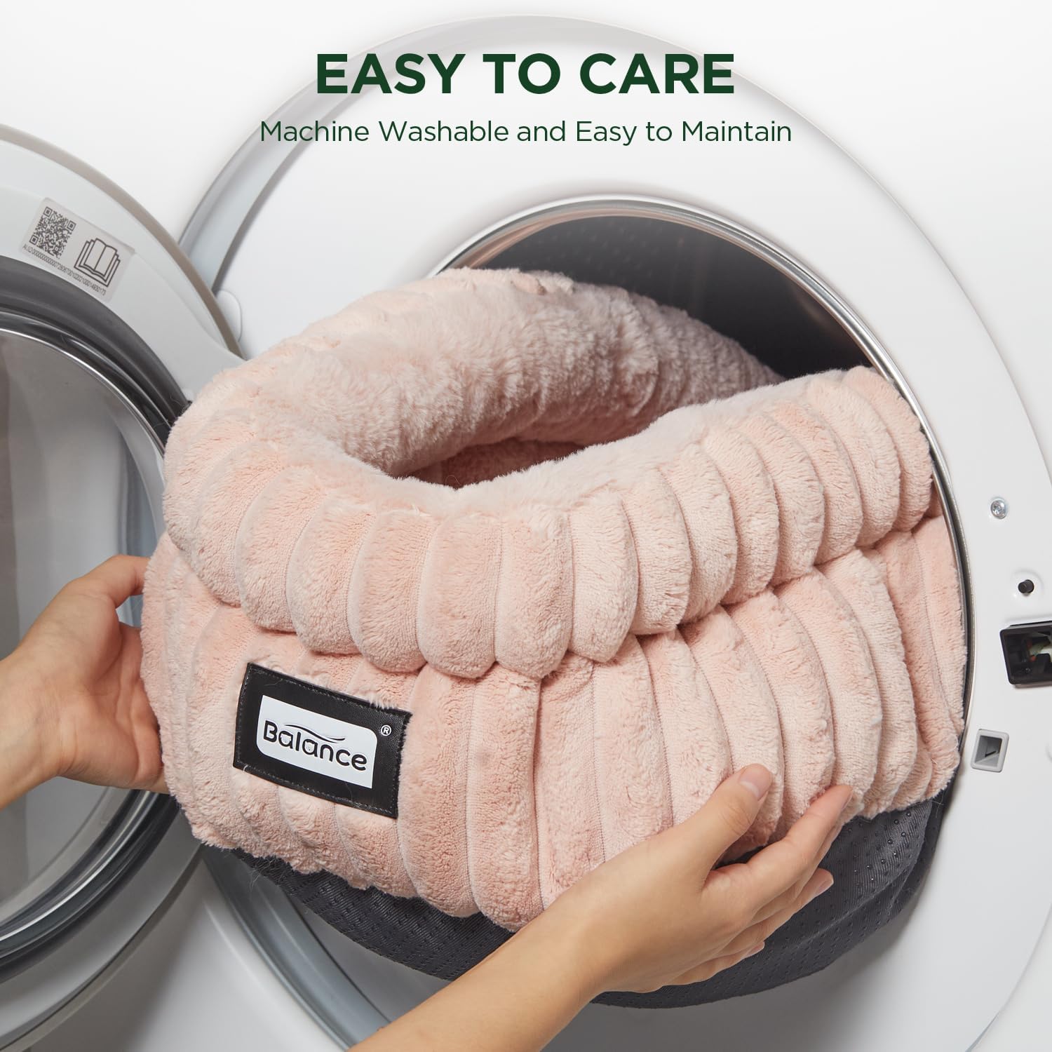 BALANCE Cat Bed Kitten Bed, Washable Round Cat Beds for Indoor Cats, Super Soft Plush Faux Fur Pet Bed for Puppy and Kitten with Anti-Slip Bottom