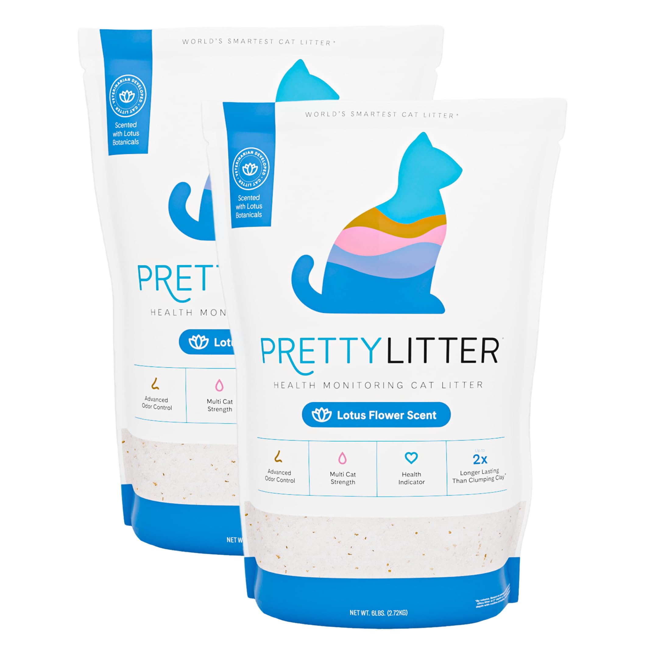 PrettyLitter Health Monitoring Cat Litter (Unscented, Non Clumping) | Lightweight & Low Tracking, Colour Changing Silica Gel Crystals, Advanced Odour Control — 6 Lbs, 1-Pack (Up to 1 Month Supply)