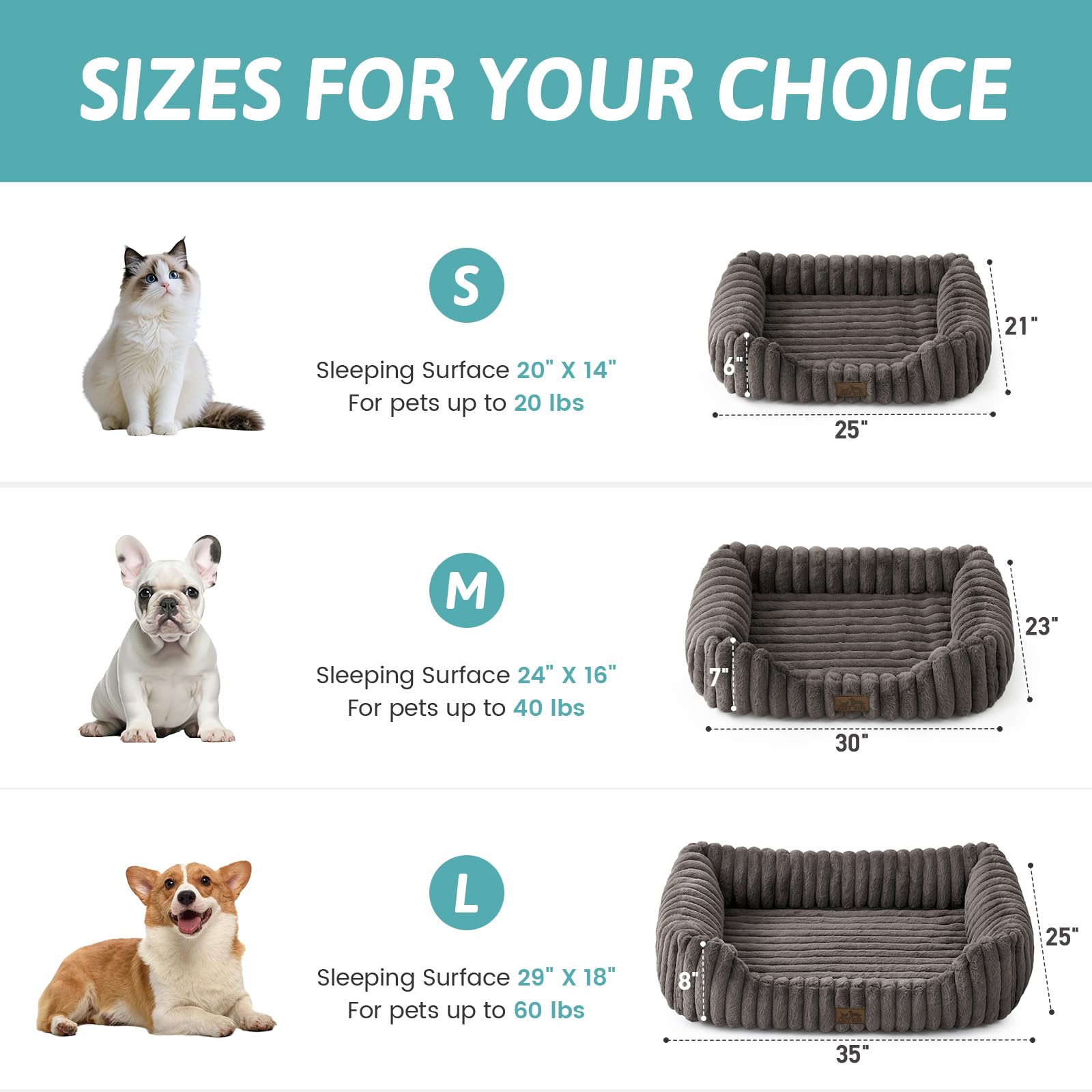 COZY KISS Orthopedic Dog Bed for Small Dogs & Medium Dogs - Washable Rectangle Pet Bed with Anti-Slip Bottom, Soft Calming Cat & Puppy Bed for Indoor Pets (30"x23"x7", Cream)