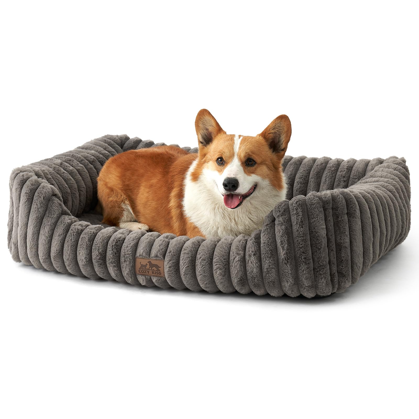 COZY KISS Orthopedic Dog Bed for Small Dogs & Medium Dogs - Washable Rectangle Pet Bed with Anti-Slip Bottom, Soft Calming Cat & Puppy Bed for Indoor Pets (30"x23"x7", Cream)