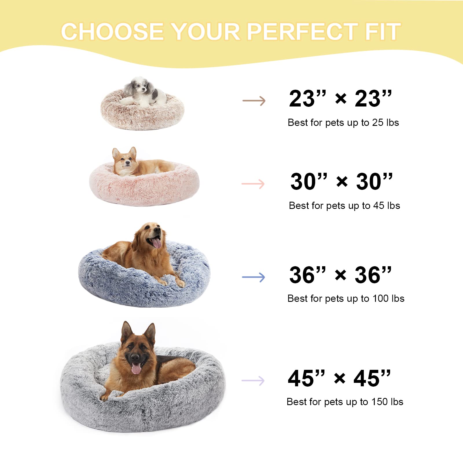 Bedfolks Calming Donut Cat Bed, Dia23 Round Fluffy Dog Beds for Small Dogs & Cat Beds for Indoor Cats, Washable Anti-Anxiety Plush Puppy Bed（Pink, Small）