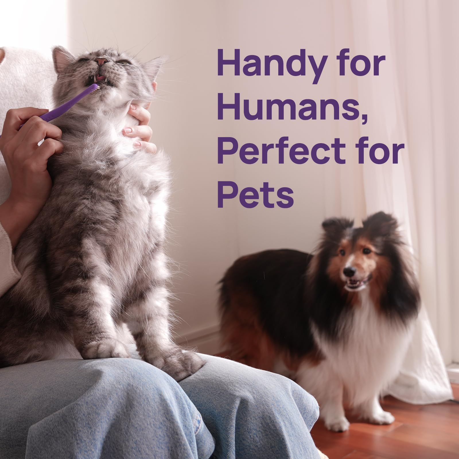 HICC PET Toothbrush for Dogs & Large Cats, Vet-Recommended Dog Toothbrush with Triple Bristle, Ergonomic Design, Improves Oral Hygiene, Deep Teeth Cleaning, Gum & Dental Care, Toothpaste Not Included