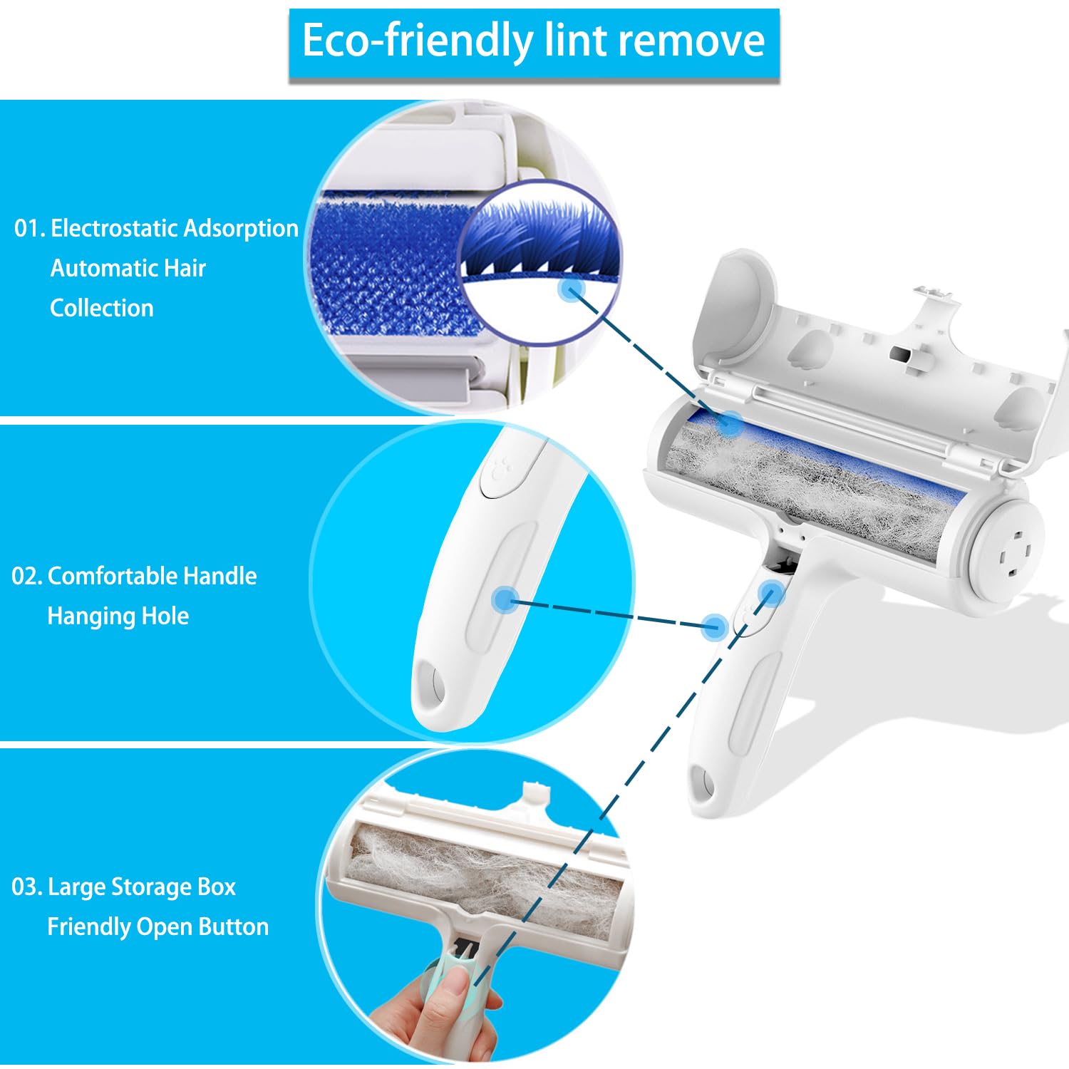 Pet Hair Remover Roller, ACE2ACE Reusable Animal Hair Removal Brush for Dogs and Cats, Self Clean Pet Fur from Carpet, Furniture, Rugs, Laundry, Clothes and Bedding, Sofa