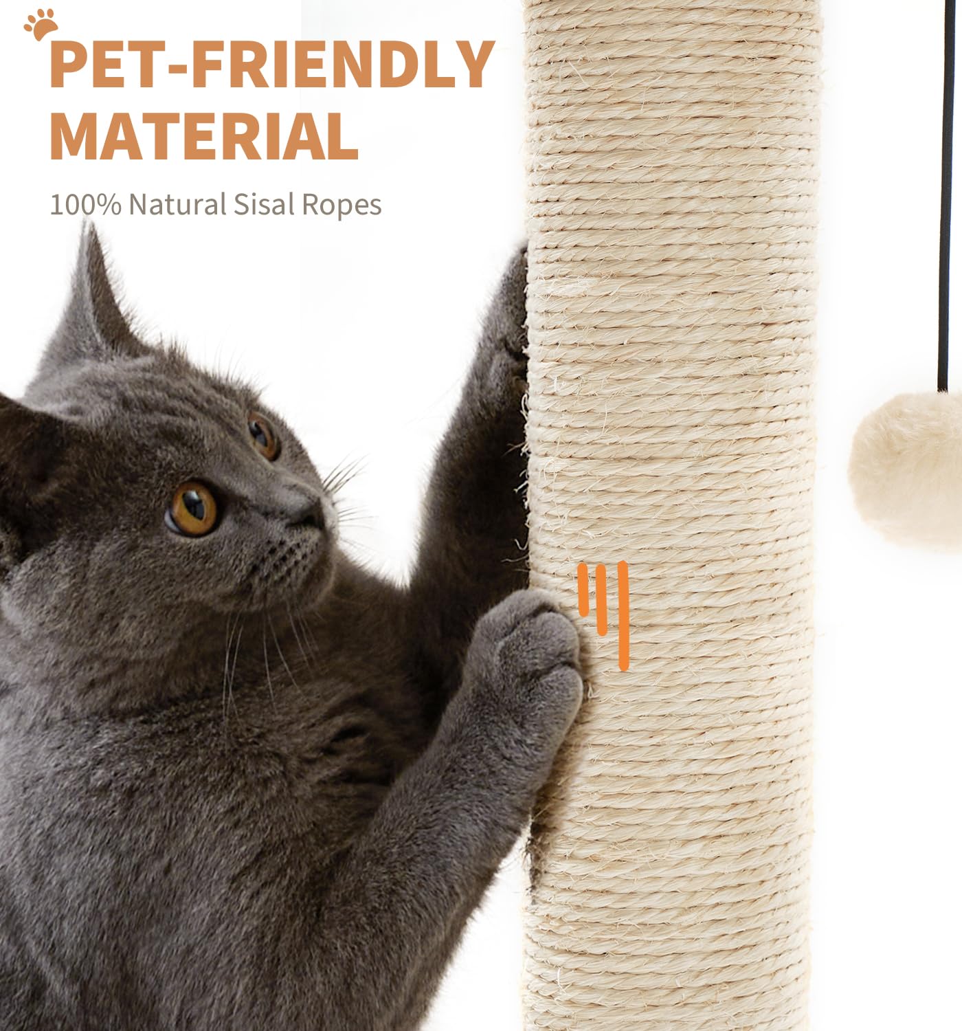 Made4Pets Cat Scratching Post with Cloud Bed Perch & Toys for Indoor Cats, Small Cat Tree Tower with Sisal Cat Scratcher & 2 Layer Track Balls, 6-in-1 with Self Groomer Brush & Plush Balls for Kittens