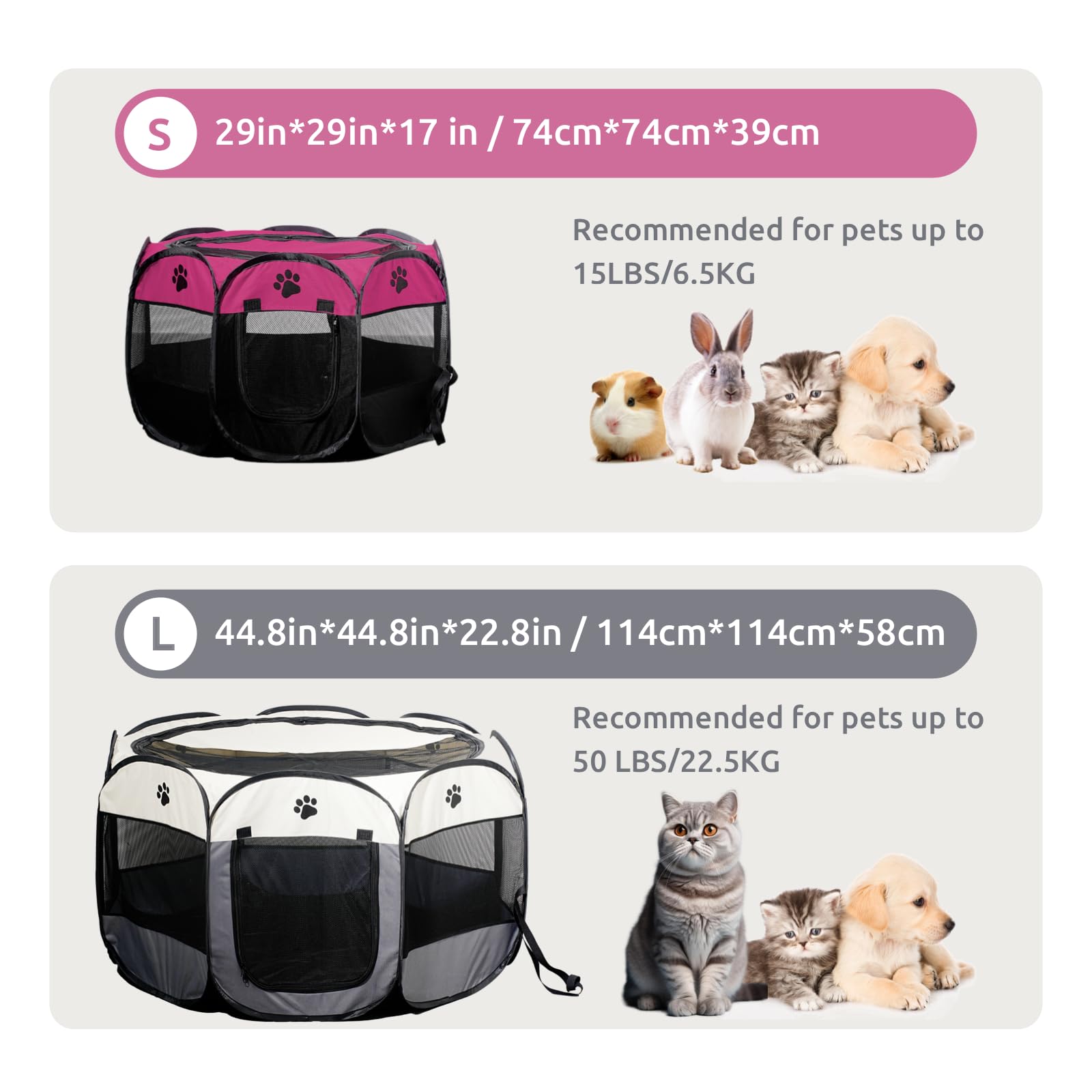 SENCONE Portable Pet Playpen, Dog Playpen Foldable Pet Exercise Pen Tents Dog House Playground for Puppy Dog/Cat Indoor Outdoor Travel Camping Use