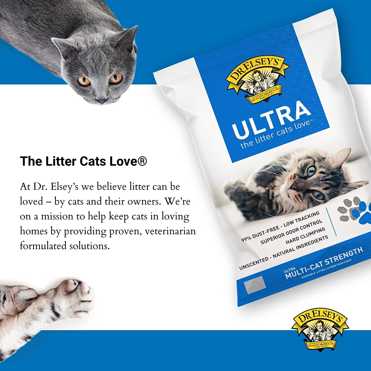 Dr. Elsey's Precious Cat Ultra Cat Litter, 18 lb, Multi-Colored