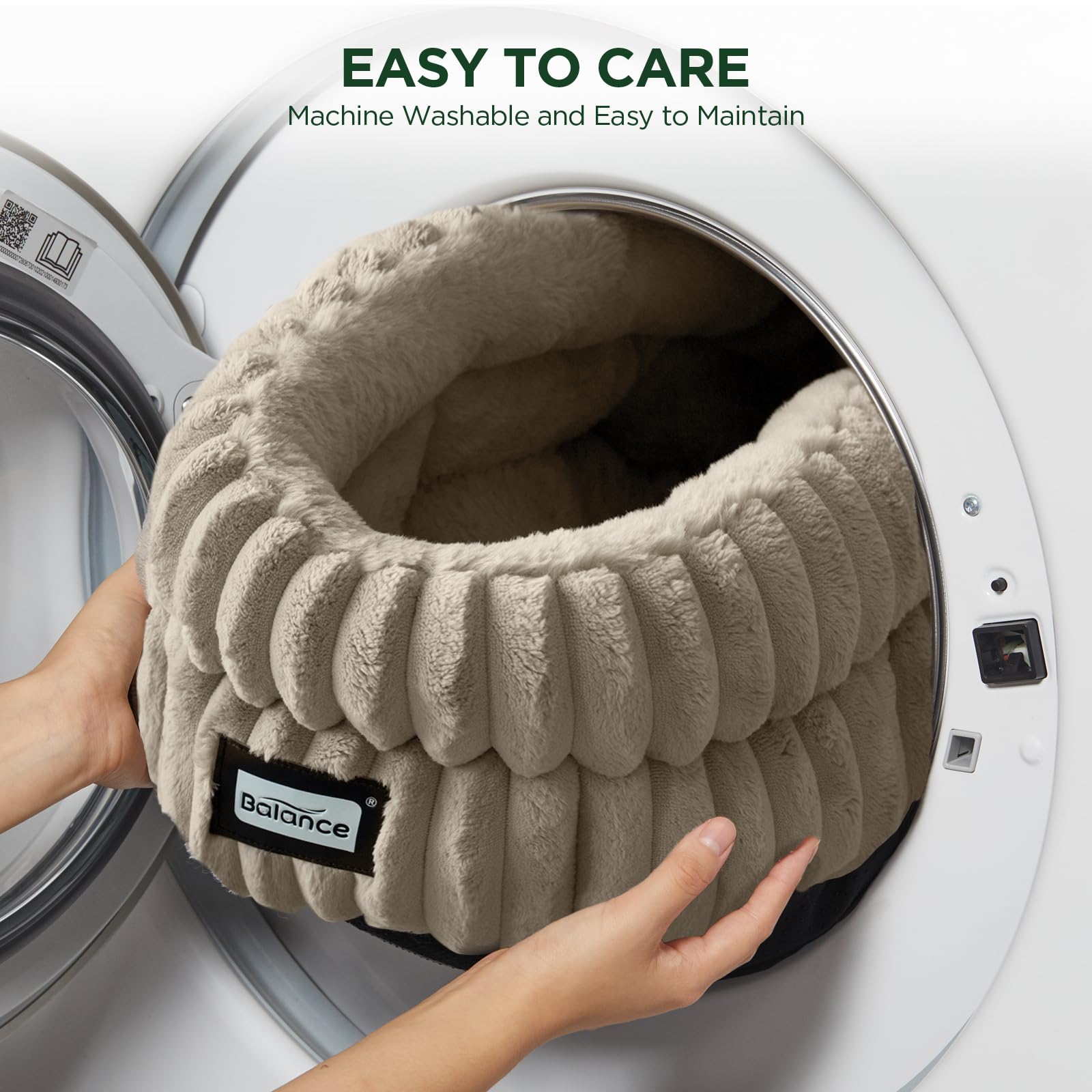 BALANCE Cat Bed Kitten Bed, Washable Round Cat Beds for Indoor Cats, Super Soft Plush Faux Fur Pet Bed for Puppy and Kitten with Anti-Slip Bottom