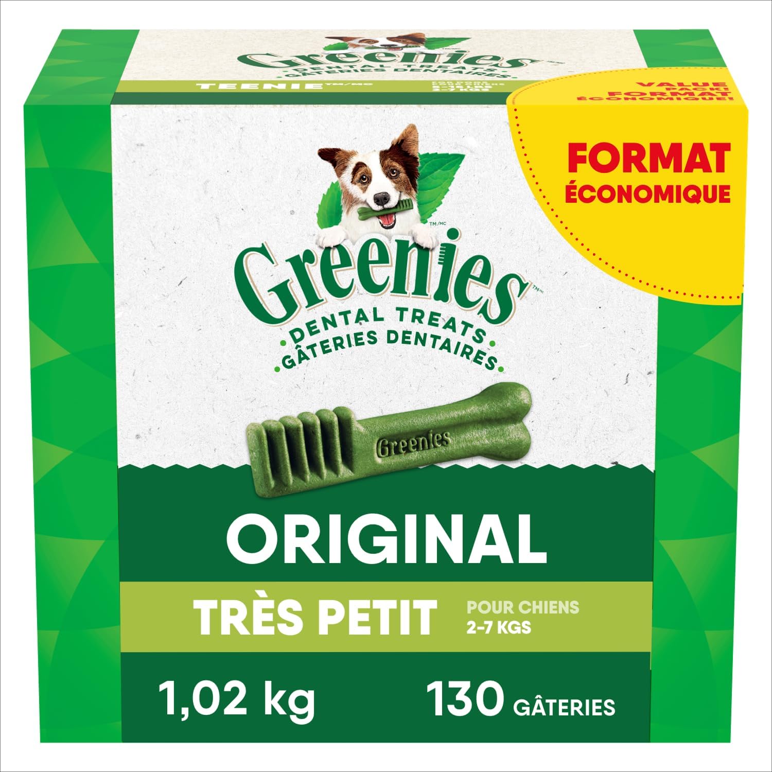 GREENIES Dog Treats Original Teenie Natural Dental Care, (130 Treats) 36oz. Pack