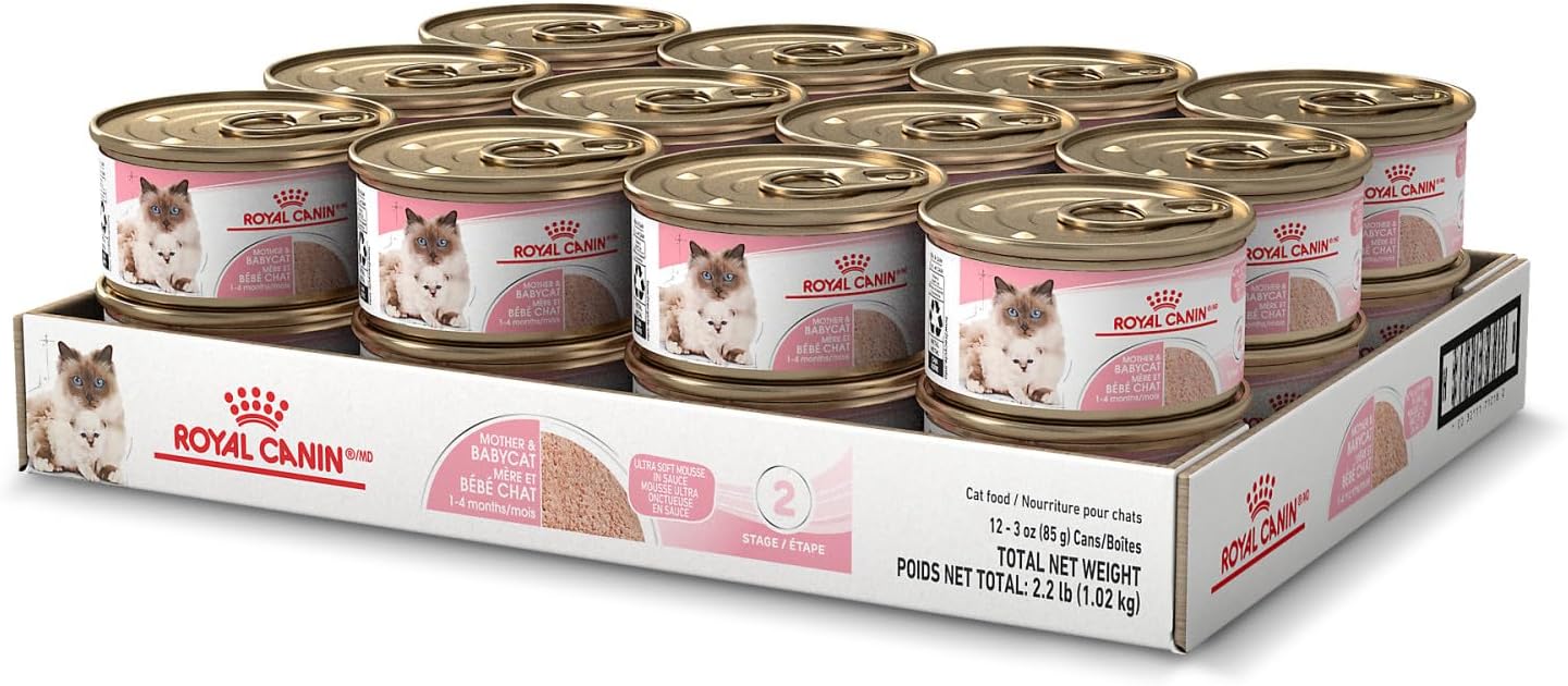 Royal Canin Feline Health Nutrition Mother & Babycat Ultra Soft Mousse in Sauce Canned Cat Food, 5.1 oz can (24-Count)