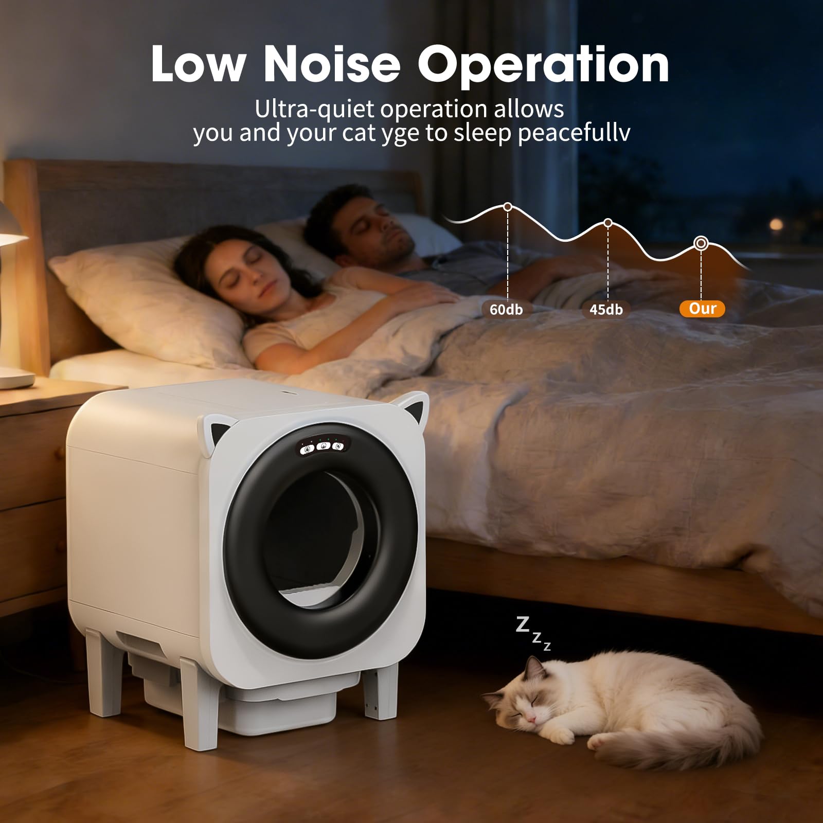 Automatic Cat Litter Box, Self Cleaning Litter Box for Multiple Cats, 90L Automatic Litter Box with APP Control, Multiple Safety Sensor, Smart Health Monitor,1 Trash Bags