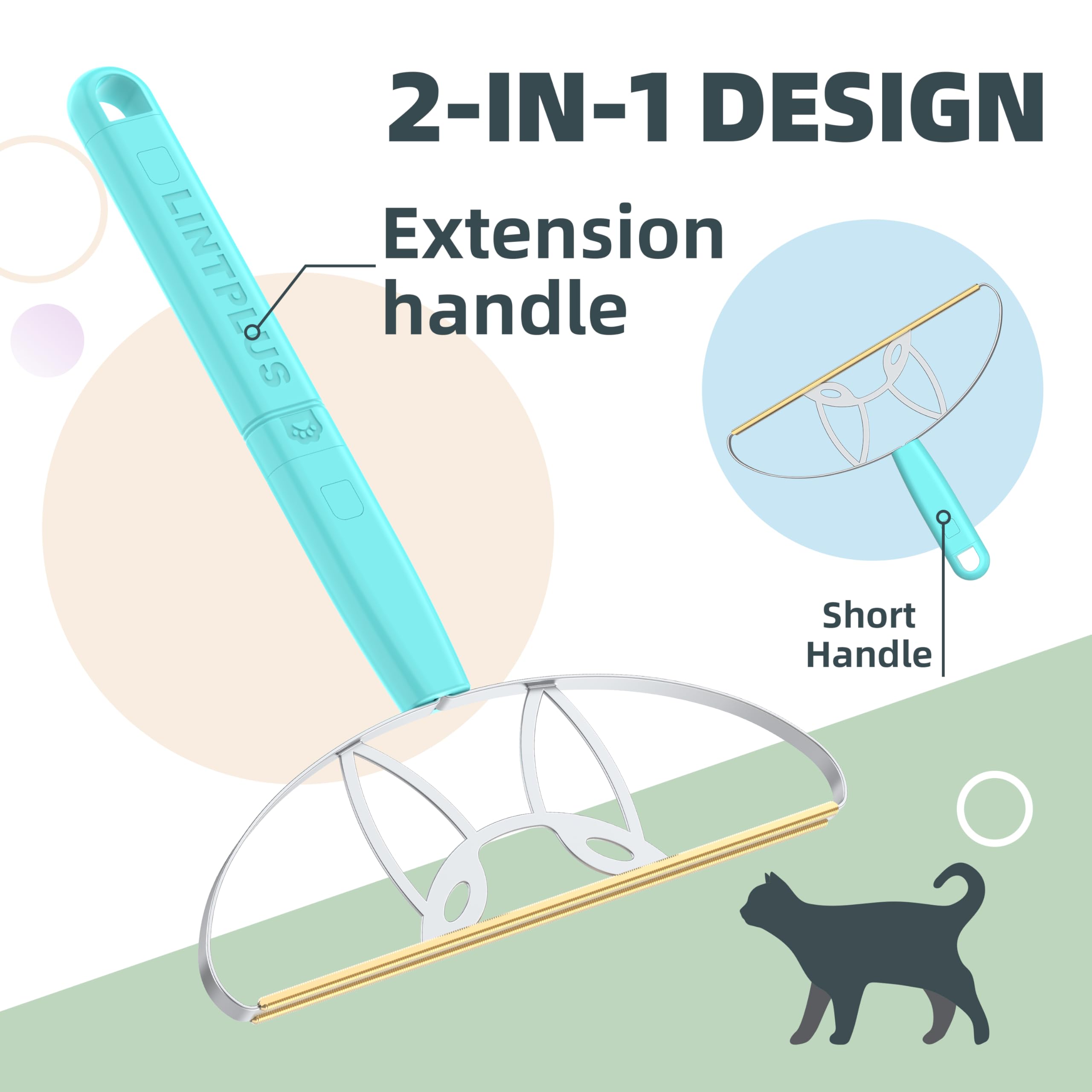 LINTPLUS Deep Cleaner Pro Pet Hair Remover - Special Cat & Dog Hair Remover for Multi Fabric, Edge, Carpet, Rake, Scraper - Easy to Use, Every Hair!