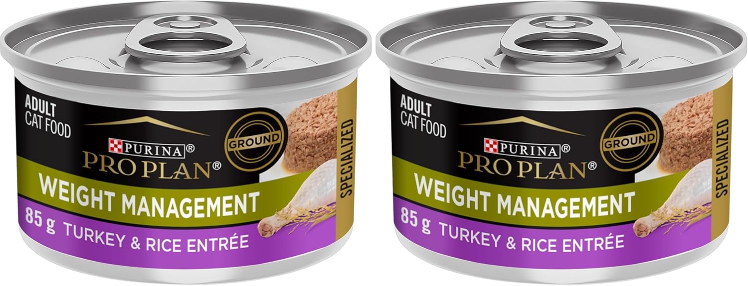 Purina Pro Plan Wet Cat Food, Focus, Adult Weight Management Turkey and Rice Entre, 3-Ounce Can, Pack of 24