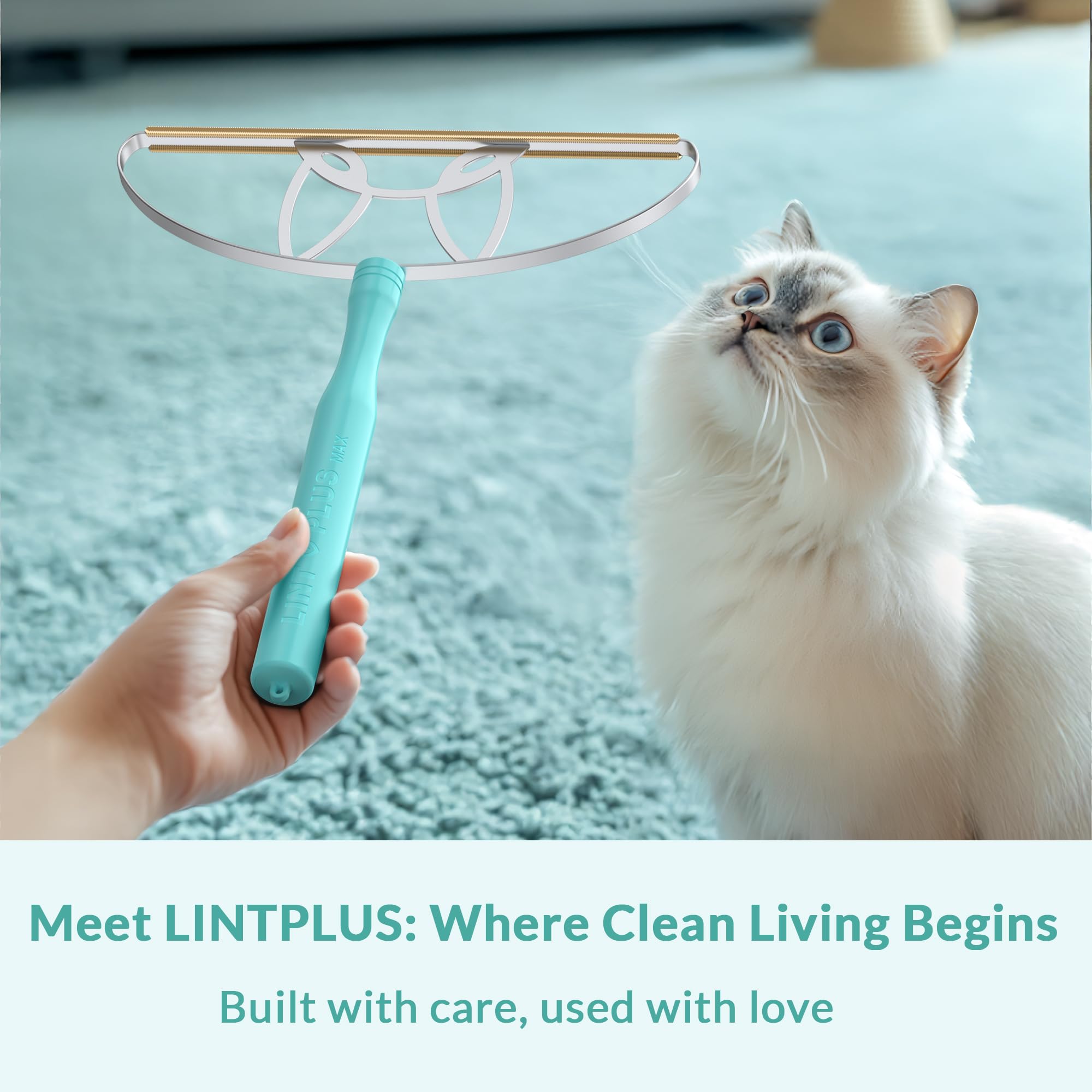 LINTPLUS Deep Cleaner Pro Pet Hair Remover - Special Cat & Dog Hair Remover for Multi Fabric, Edge, Carpet, Rake, Scraper - Easy to Use, Every Hair!