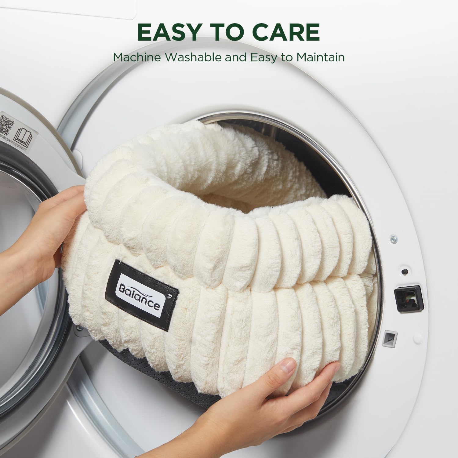 BALANCE Cat Bed Kitten Bed, Washable Round Cat Beds for Indoor Cats, Super Soft Plush Faux Fur Pet Bed for Puppy and Kitten with Anti-Slip Bottom