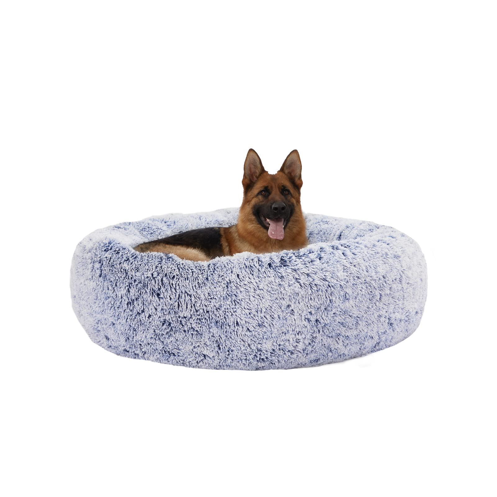Bedfolks Calming Donut Cat Bed, Dia23 Round Fluffy Dog Beds for Small Dogs & Cat Beds for Indoor Cats, Washable Anti-Anxiety Plush Puppy Bed（Pink, Small）