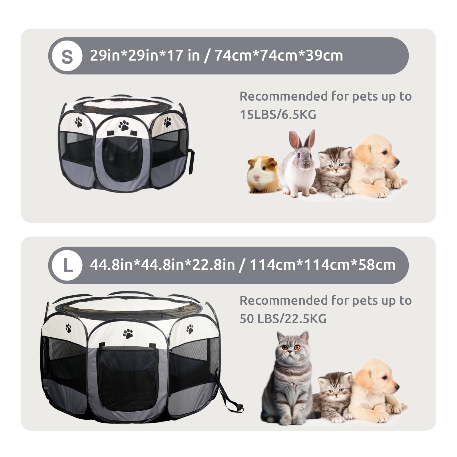 SENCONE Portable Pet Playpen, Dog Playpen Foldable Pet Exercise Pen Tents Dog House Playground for Puppy Dog/Cat Indoor Outdoor Travel Camping Use