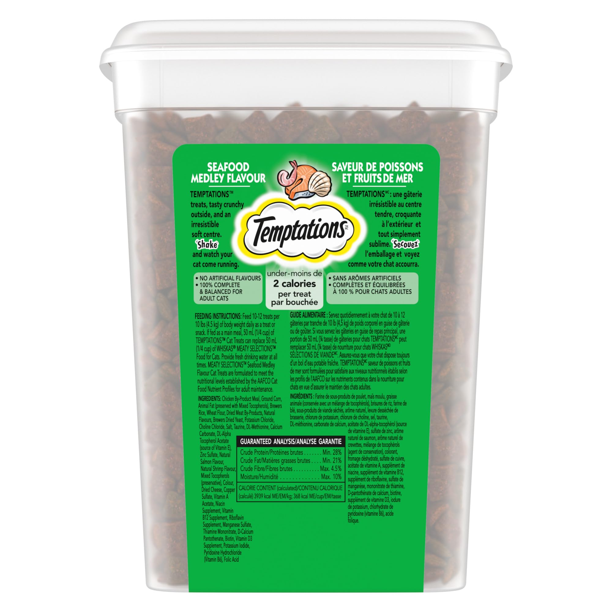 TEMPTATIONS Cat Treats, Seafood Medley Flavour, 454g Tub