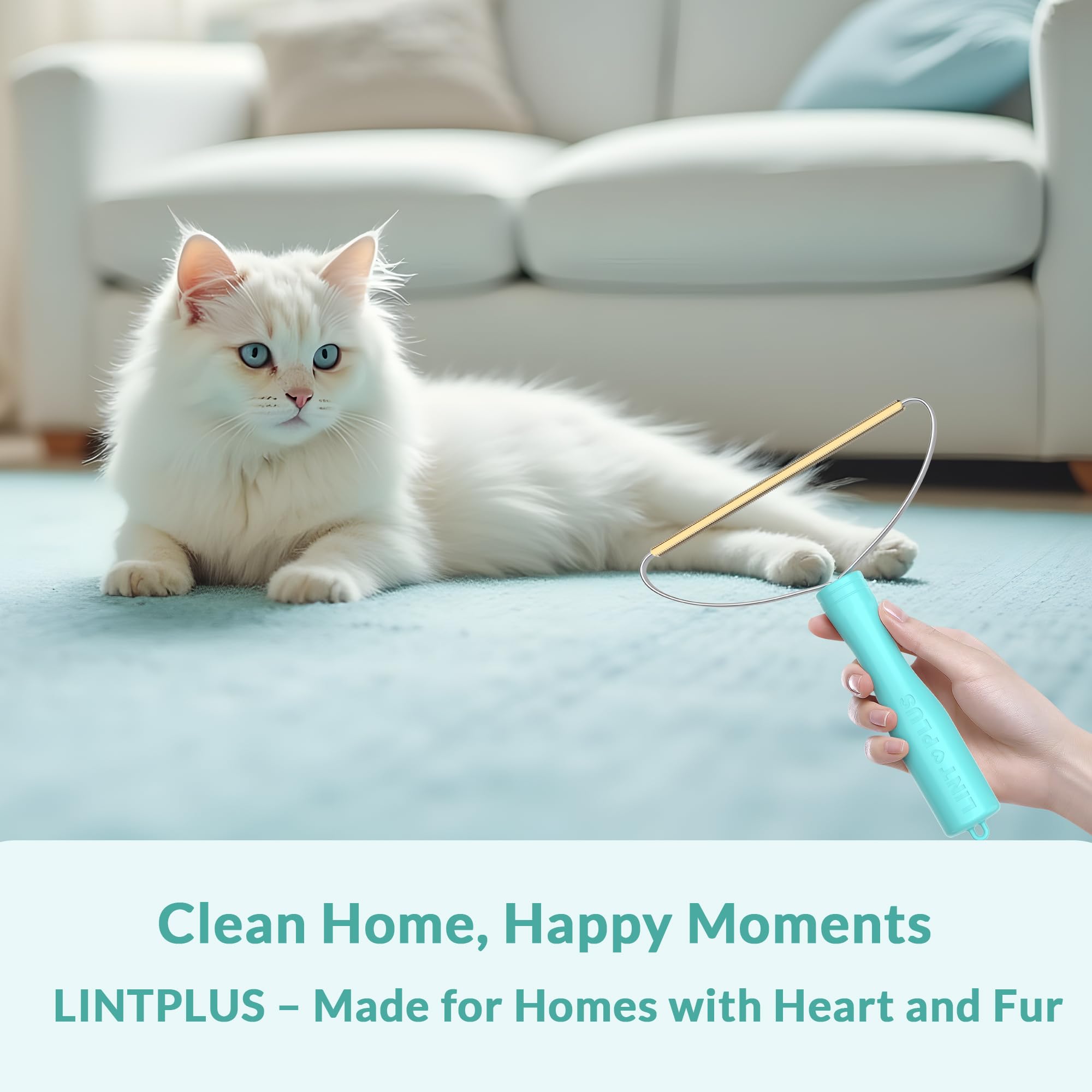 LINTPLUS Deep Cleaner Pro Pet Hair Remover - Special Cat & Dog Hair Remover for Multi Fabric, Edge, Carpet, Rake, Scraper - Easy to Use, Every Hair!