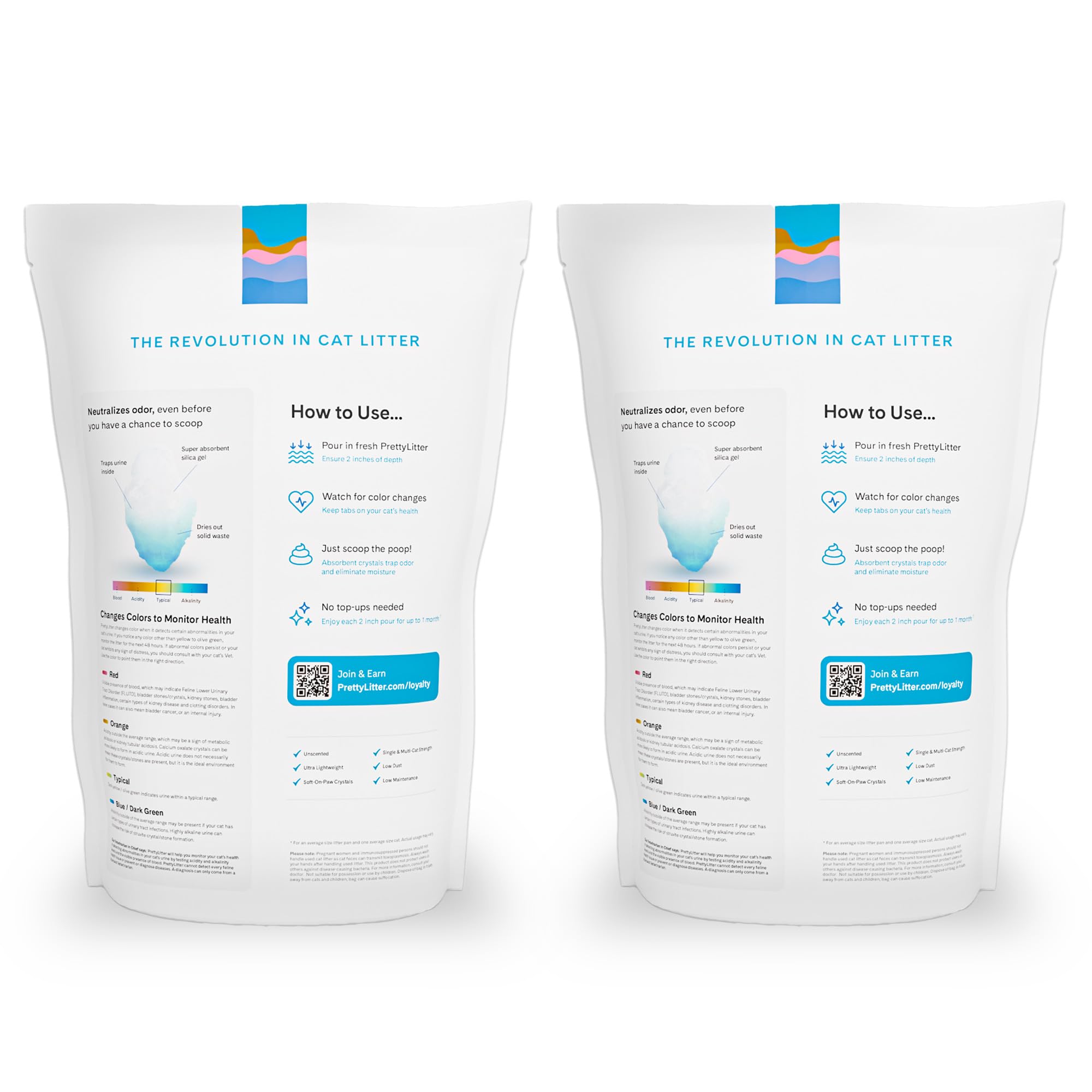 PrettyLitter Health Monitoring Cat Litter (Unscented, Non Clumping) | Lightweight & Low Tracking, Colour Changing Silica Gel Crystals, Advanced Odour Control — 6 Lbs, 1-Pack (Up to 1 Month Supply)