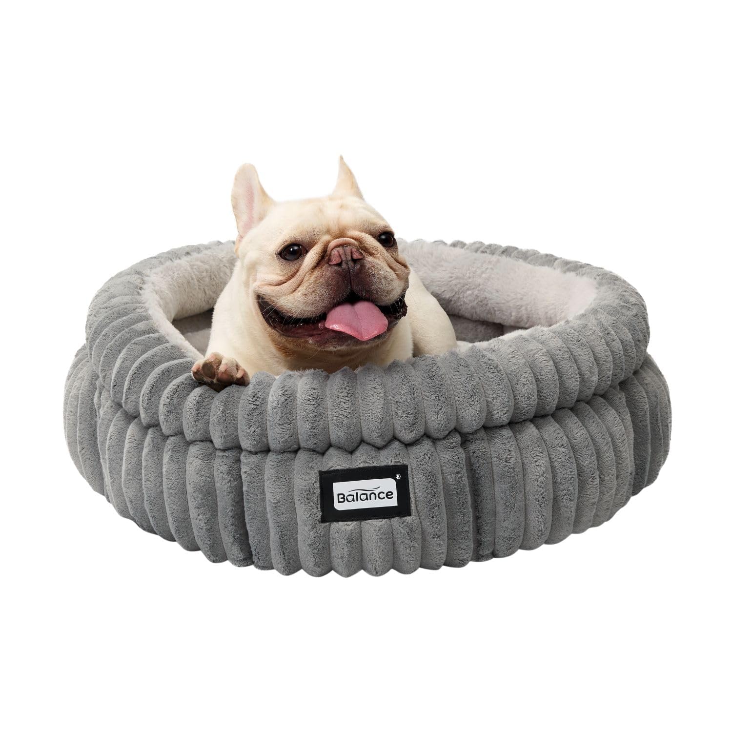 BALANCE Cat Bed Kitten Bed, Washable Round Cat Beds for Indoor Cats, Super Soft Plush Faux Fur Pet Bed for Puppy and Kitten with Anti-Slip Bottom